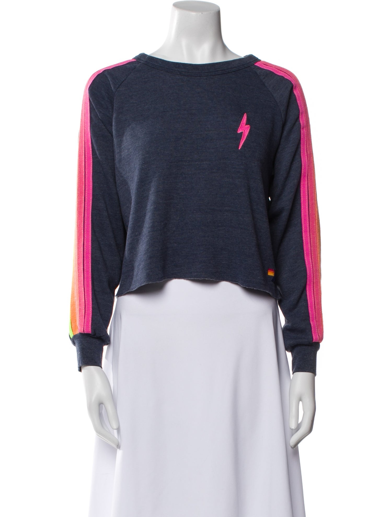 Aviator Nation Bateau Neckline Long Sleeve Crop Top