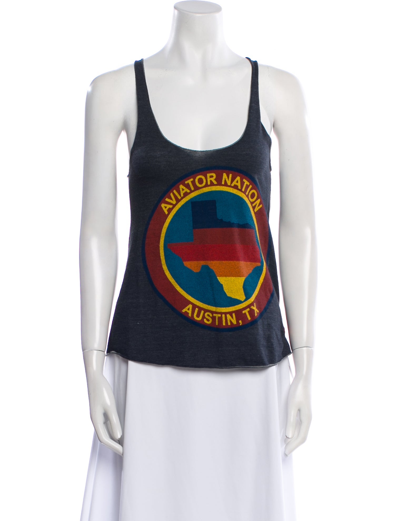 Aviator Nation Graphic Print Scoop Neck Top