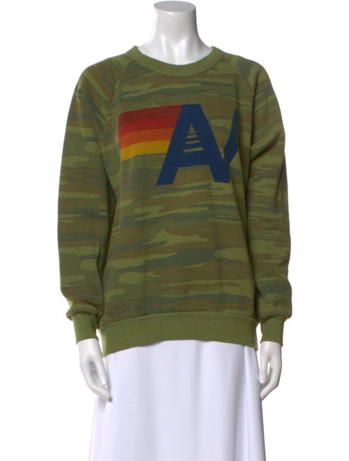 Aviator Nation Camouflage Print Crew Neck Sweatshirt