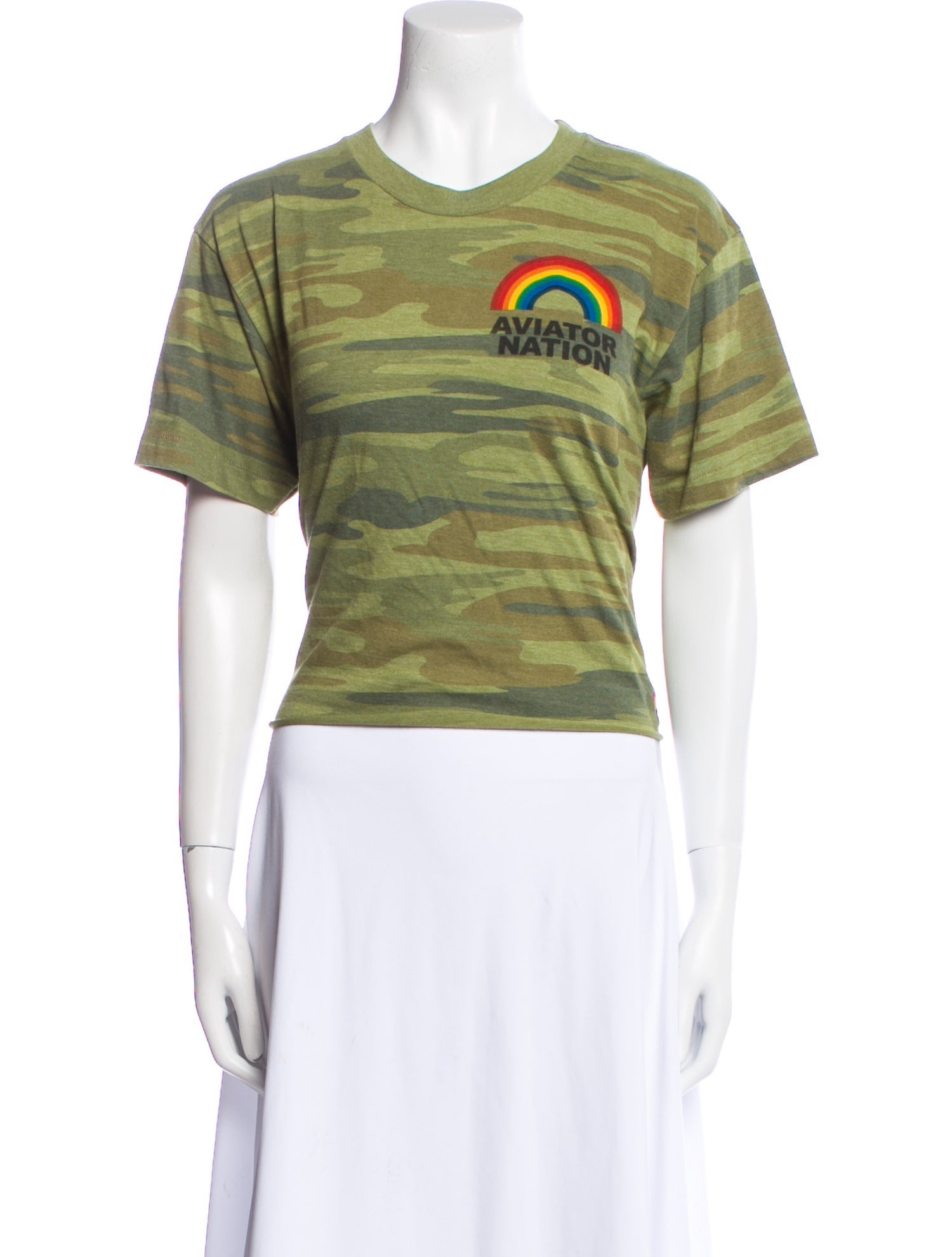 Aviator Nation Camouflage Print Crew Neck T-Shirt