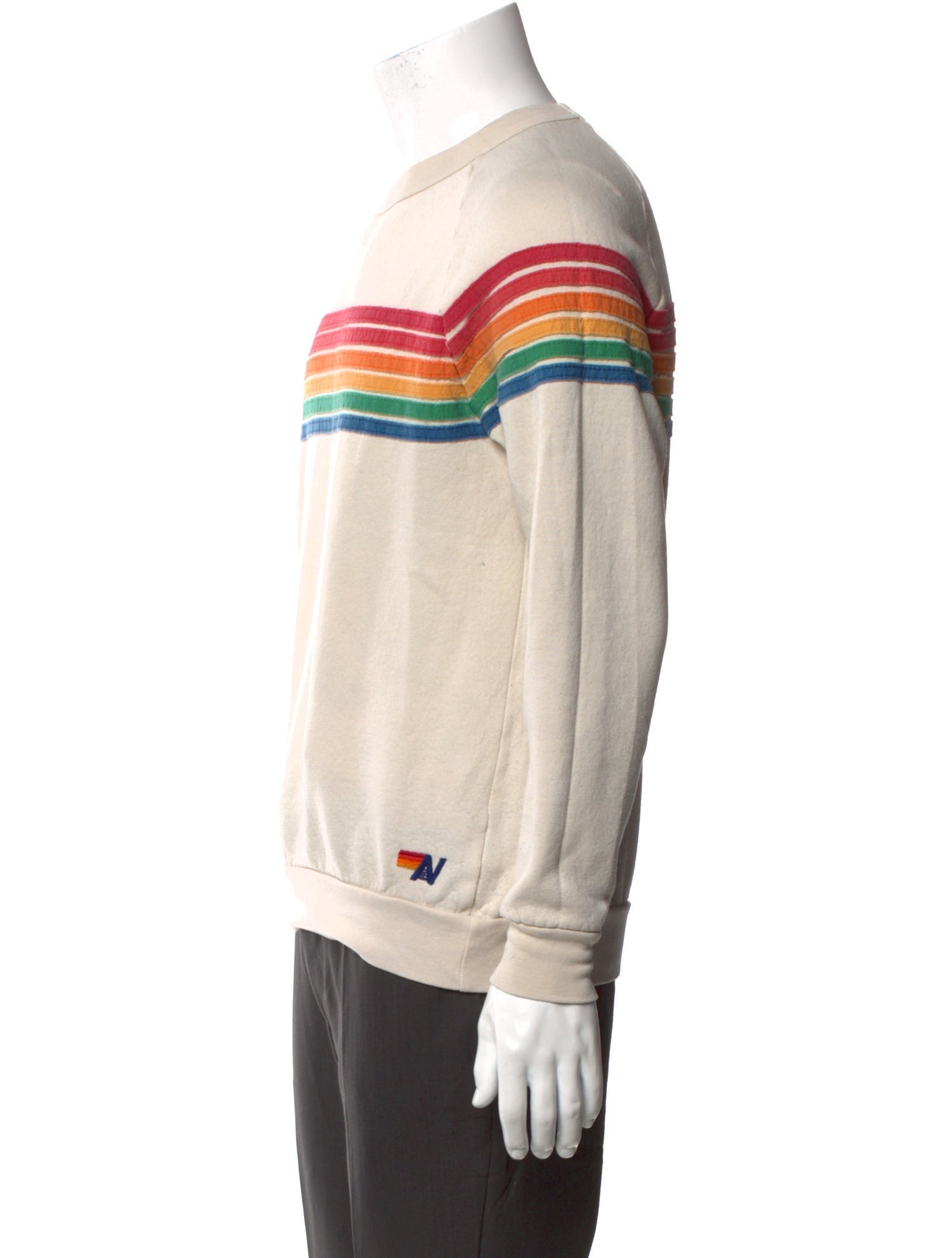 Aviator Nation Striped Crew Neck Sweatshirt