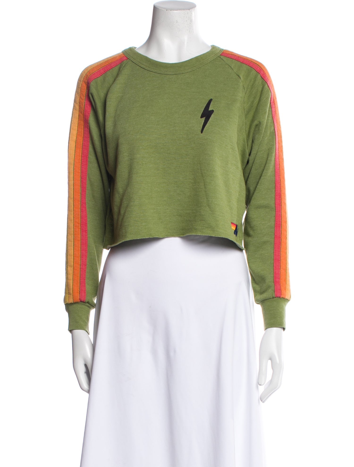 Aviator Nation Graphic Print Crew Neck Crop Top