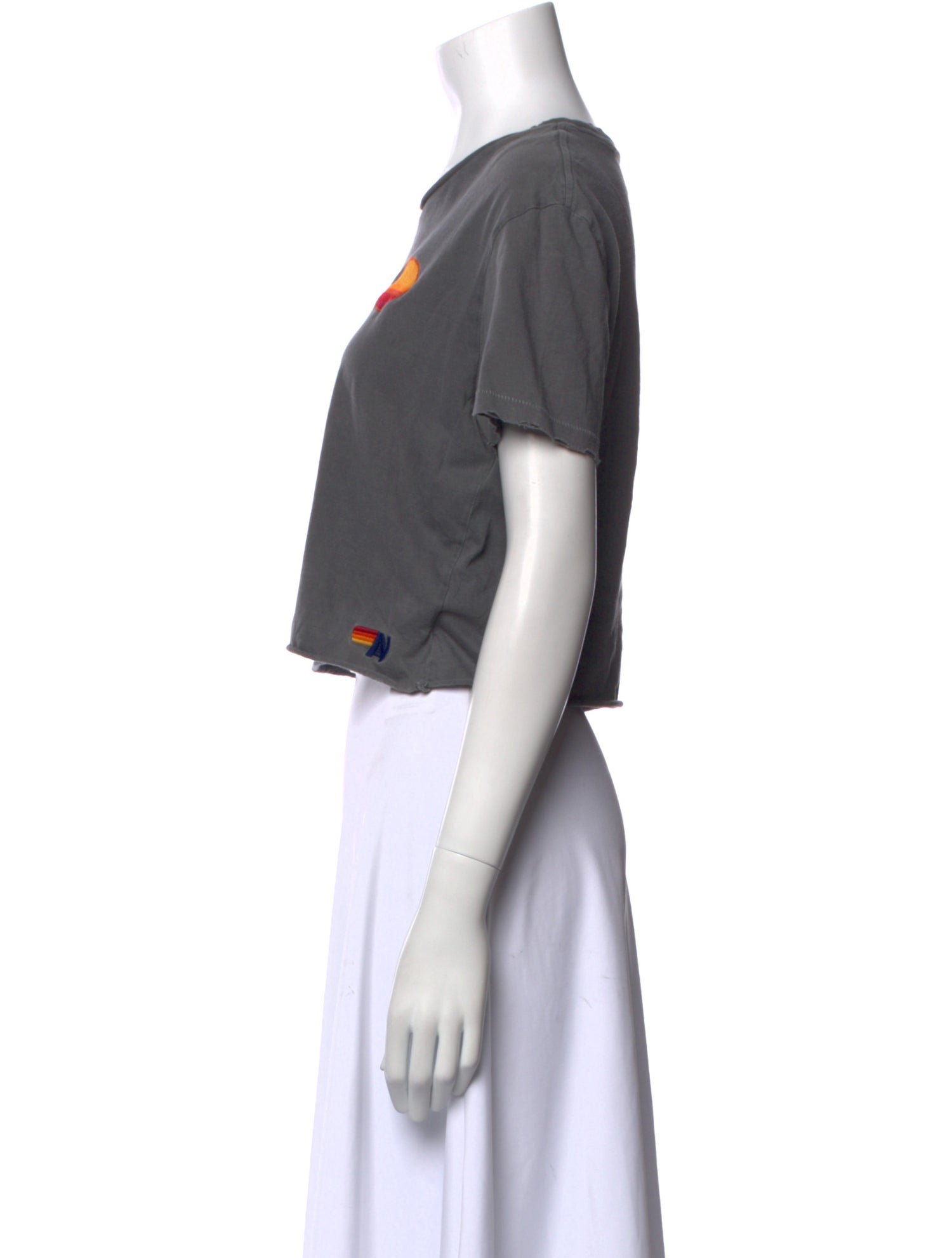 Aviator Nation Graphic Print Crew Neck Crop Top