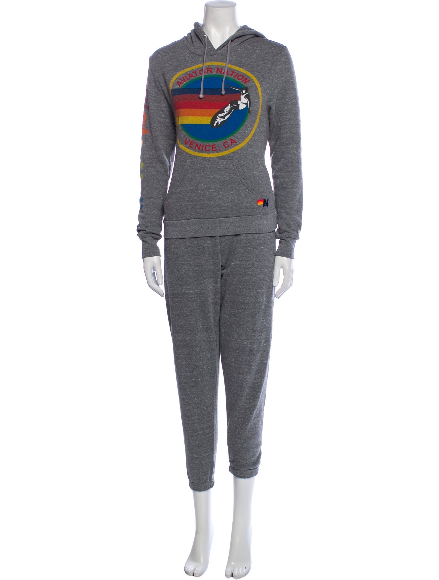 Aviator Nation Graphic Print Embroidered Accent Pant Set