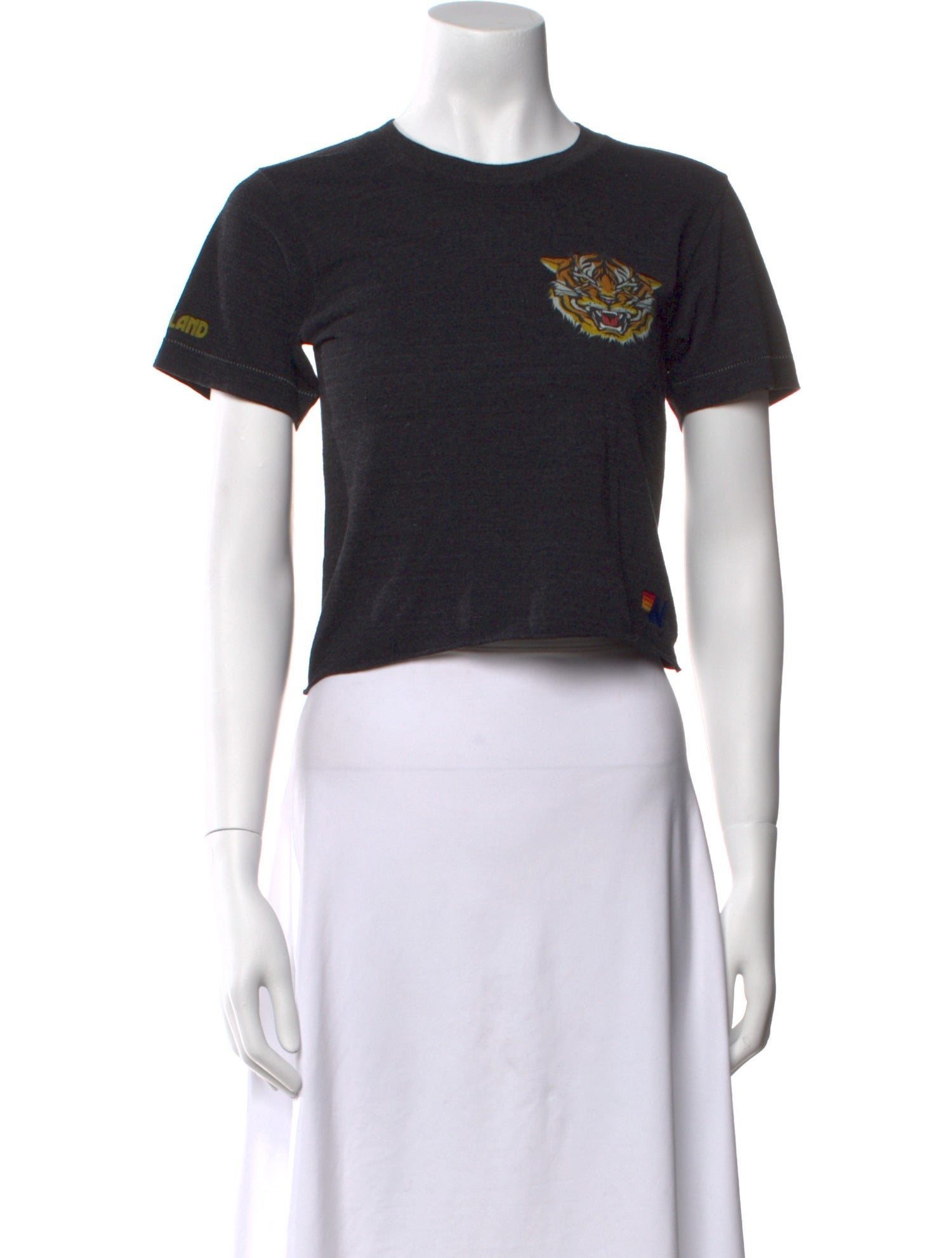 Aviator Nation Graphic Print Crew Neck Crop Top