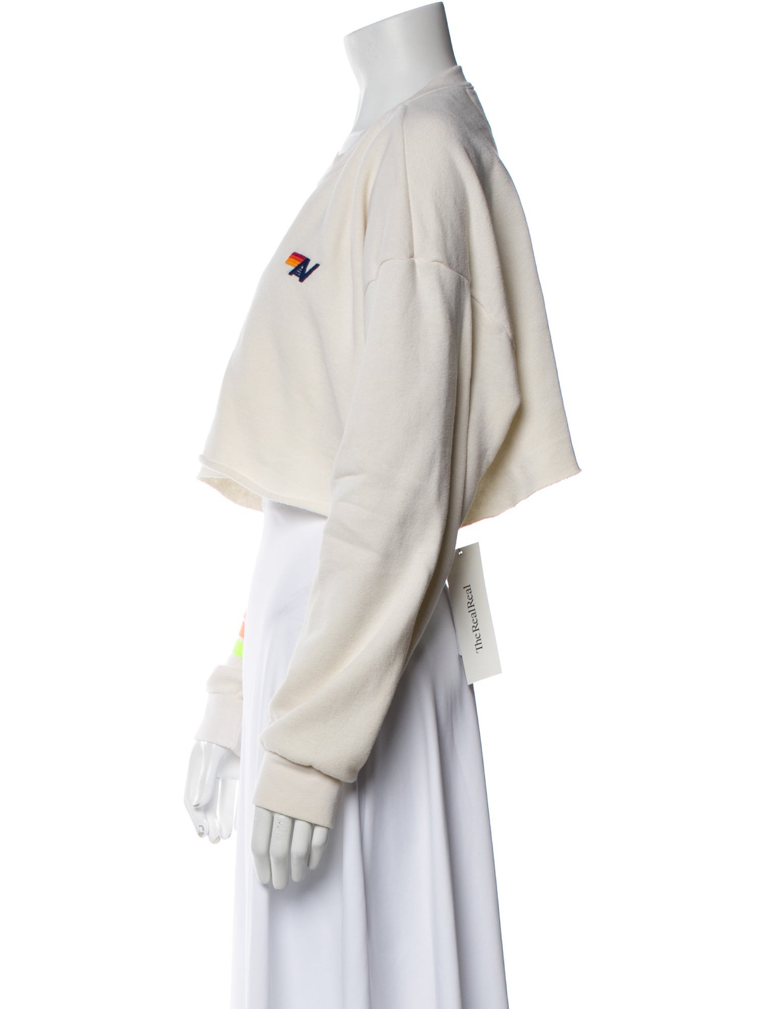 Aviator Nation Striped Crew Neck Crop Top