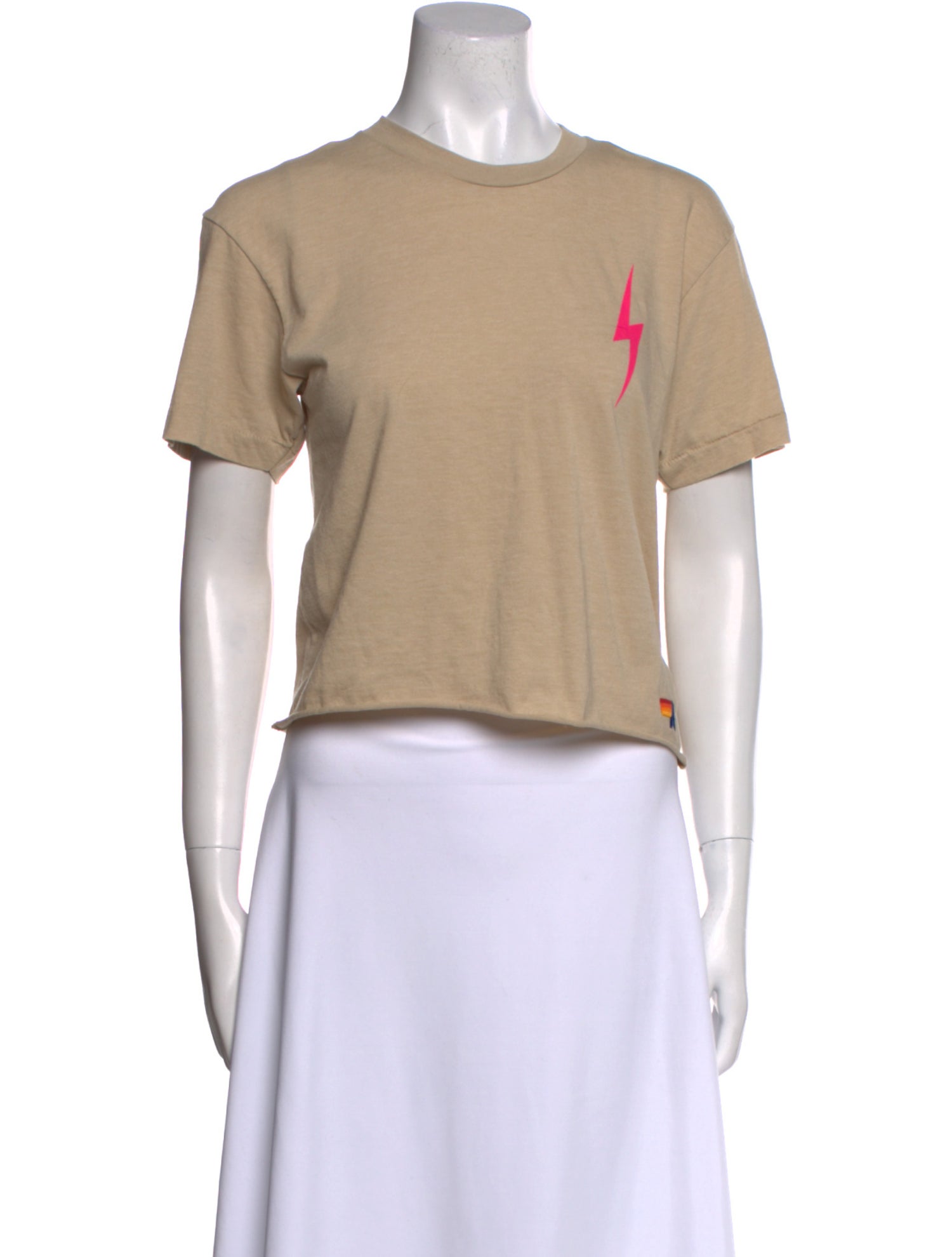 Aviator Nation Graphic Print Crew Neck Crop Top