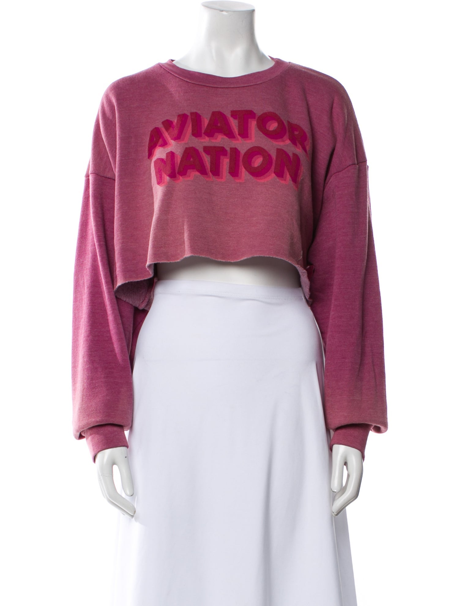 Aviator Nation Graphic Print Crew Neck Crop Top