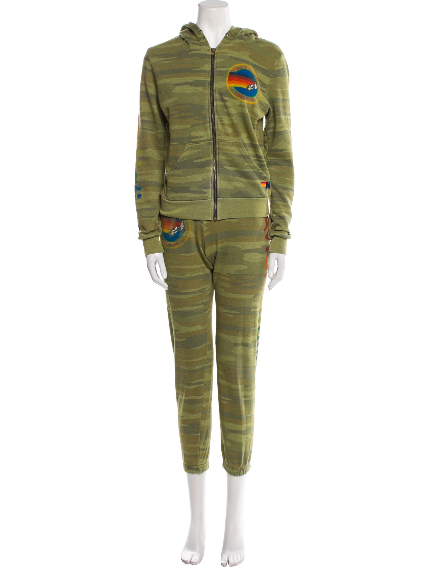 Aviator Nation Camouflage Print Embroidered Accent Lounge Set