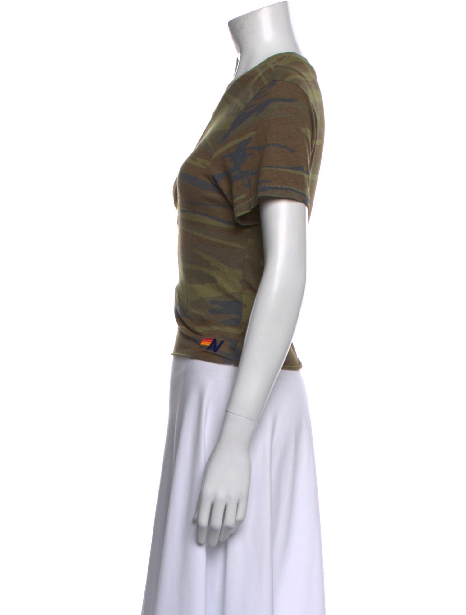 Aviator Nation Camouflage Print Crew Neck T-Shirt