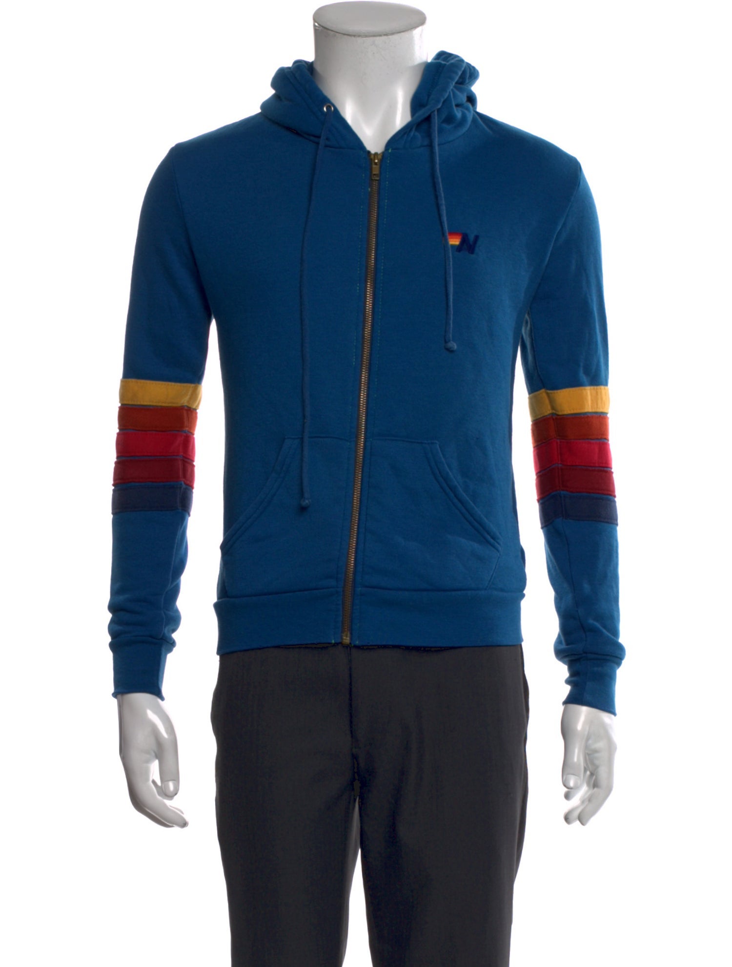 Aviator Nation Colorblock Pattern Crew Neck Hoodie