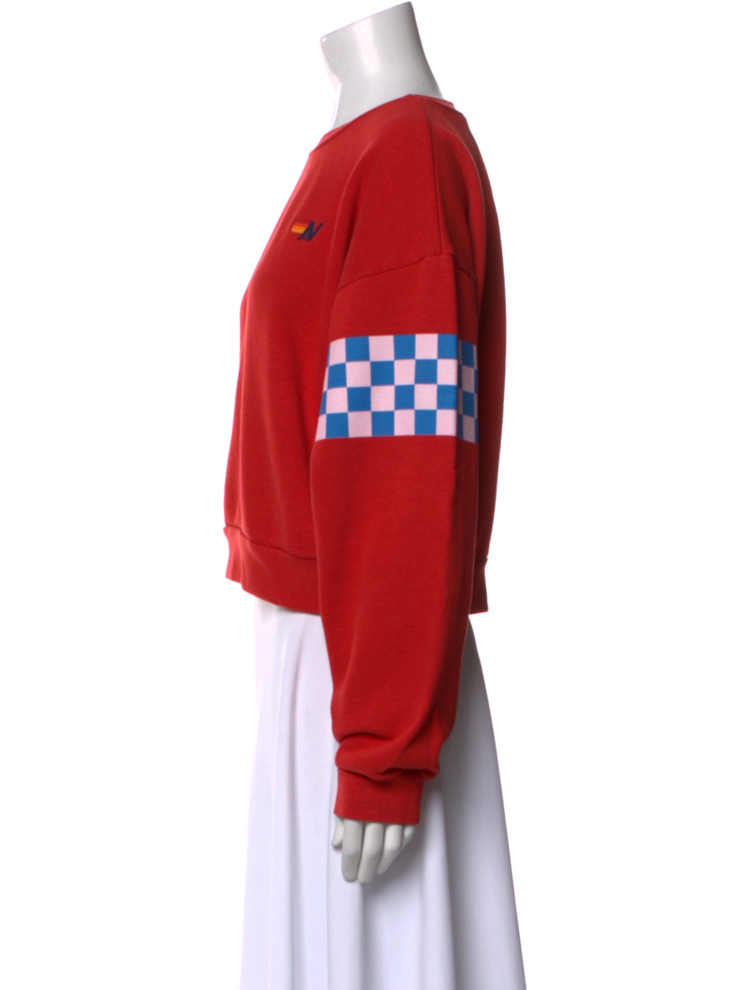 Aviator Nation Plaid Print Crew Neck Sweatshirt