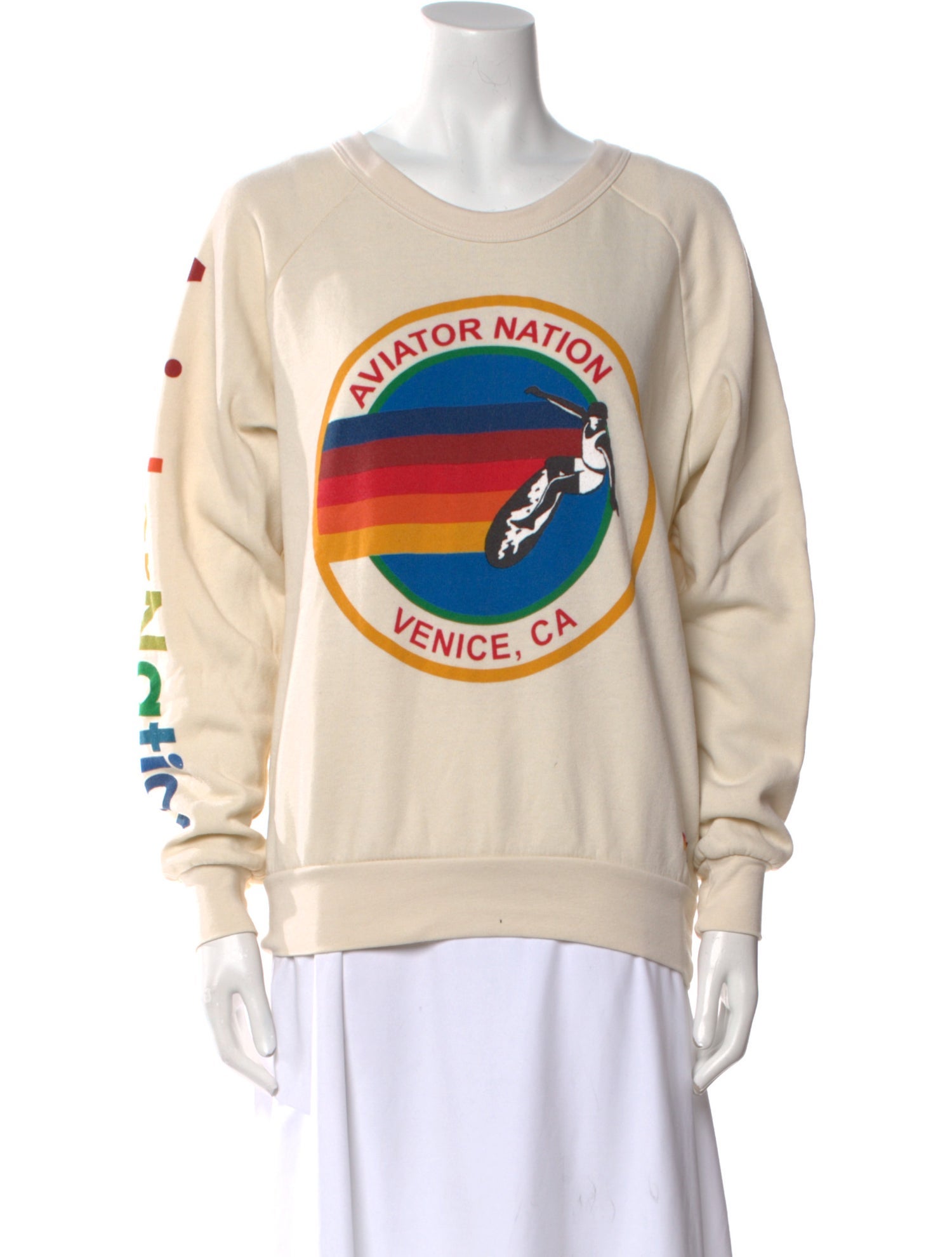 Aviator Nation Graphic Print Scoop Neck Sweater