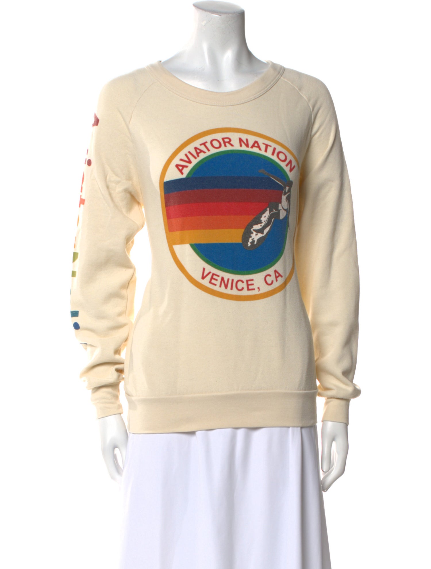 Aviator Nation Graphic Print Crew Neck Sweater