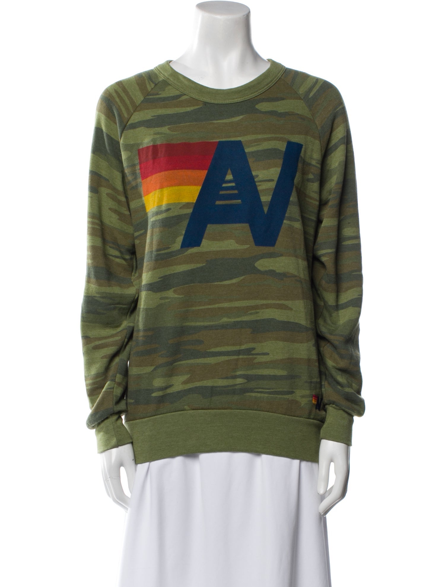 Aviator Nation Striped Crew Neck Sweatshirt