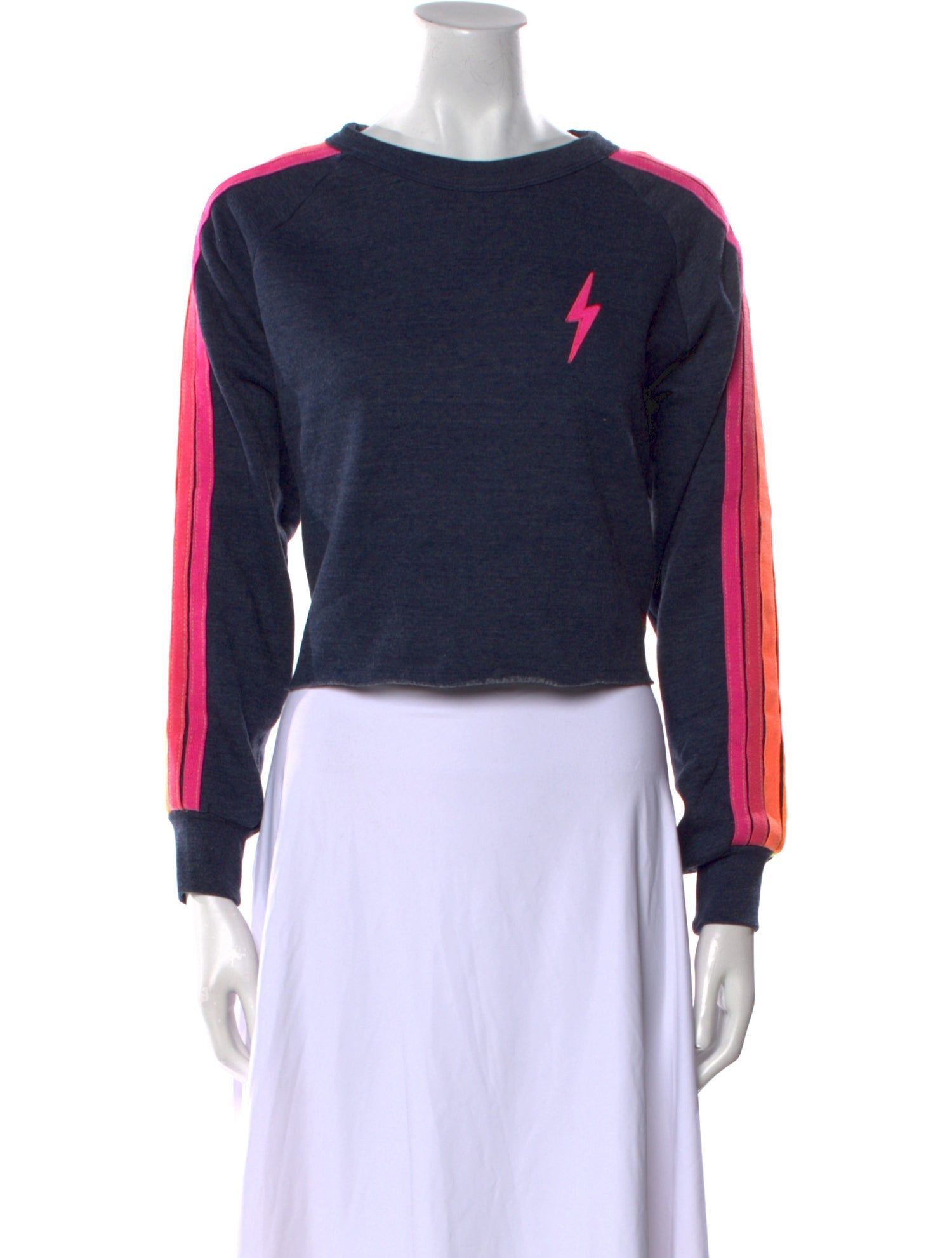 Aviator Nation Colorblock Pattern Scoop Neck Crop Top