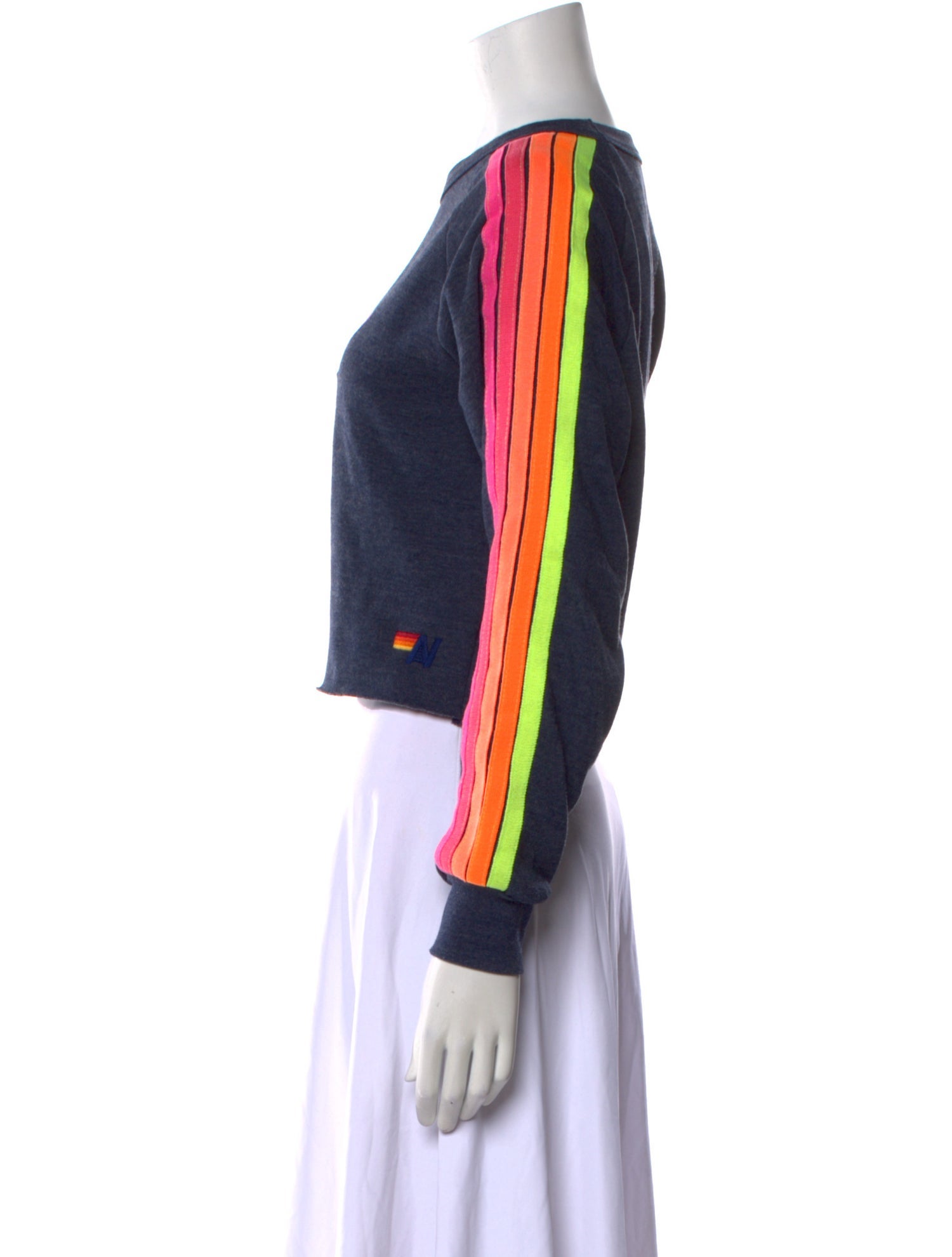 Aviator Nation Colorblock Pattern Scoop Neck Crop Top