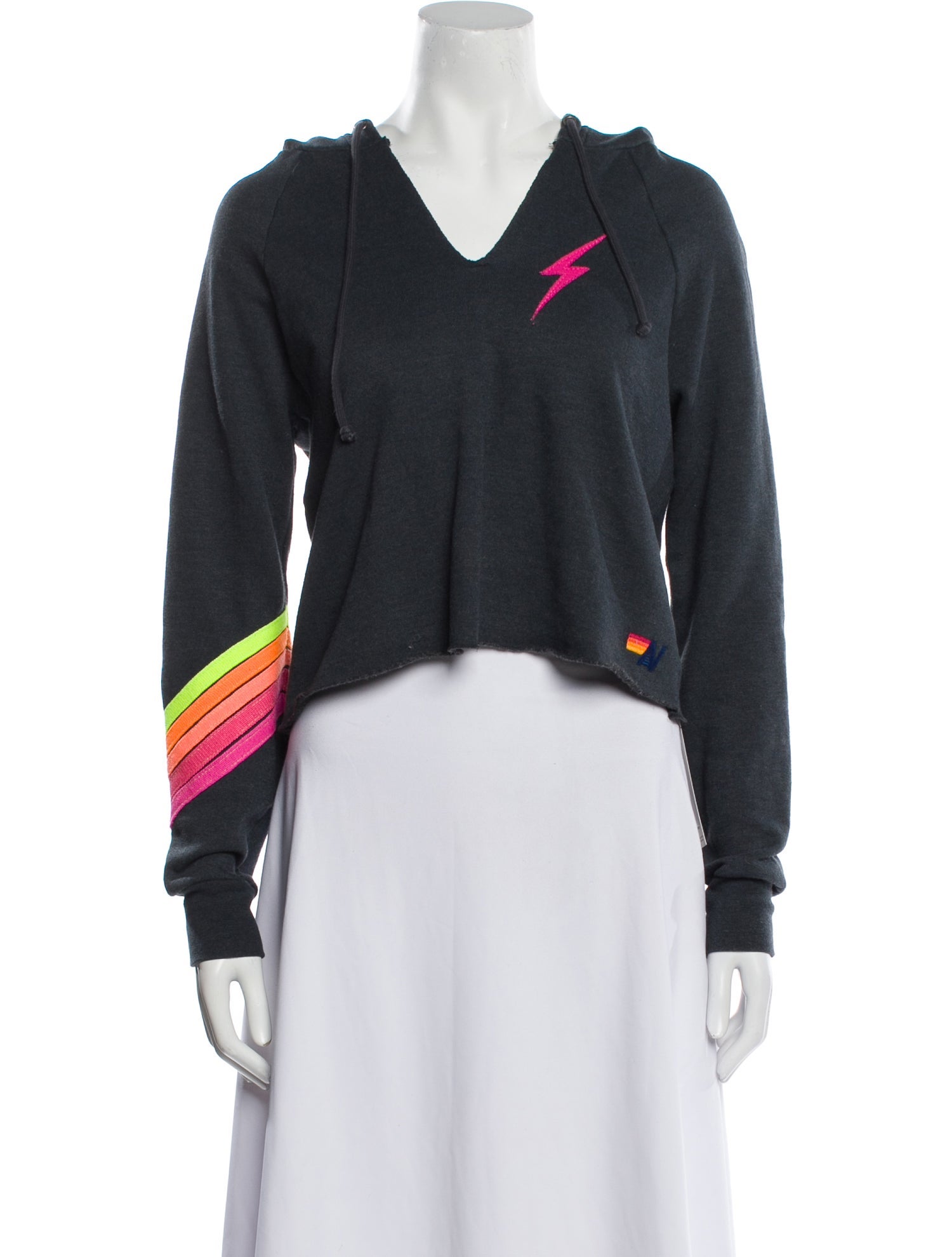 Aviator Nation V-Neck Long Sleeve Crop Top