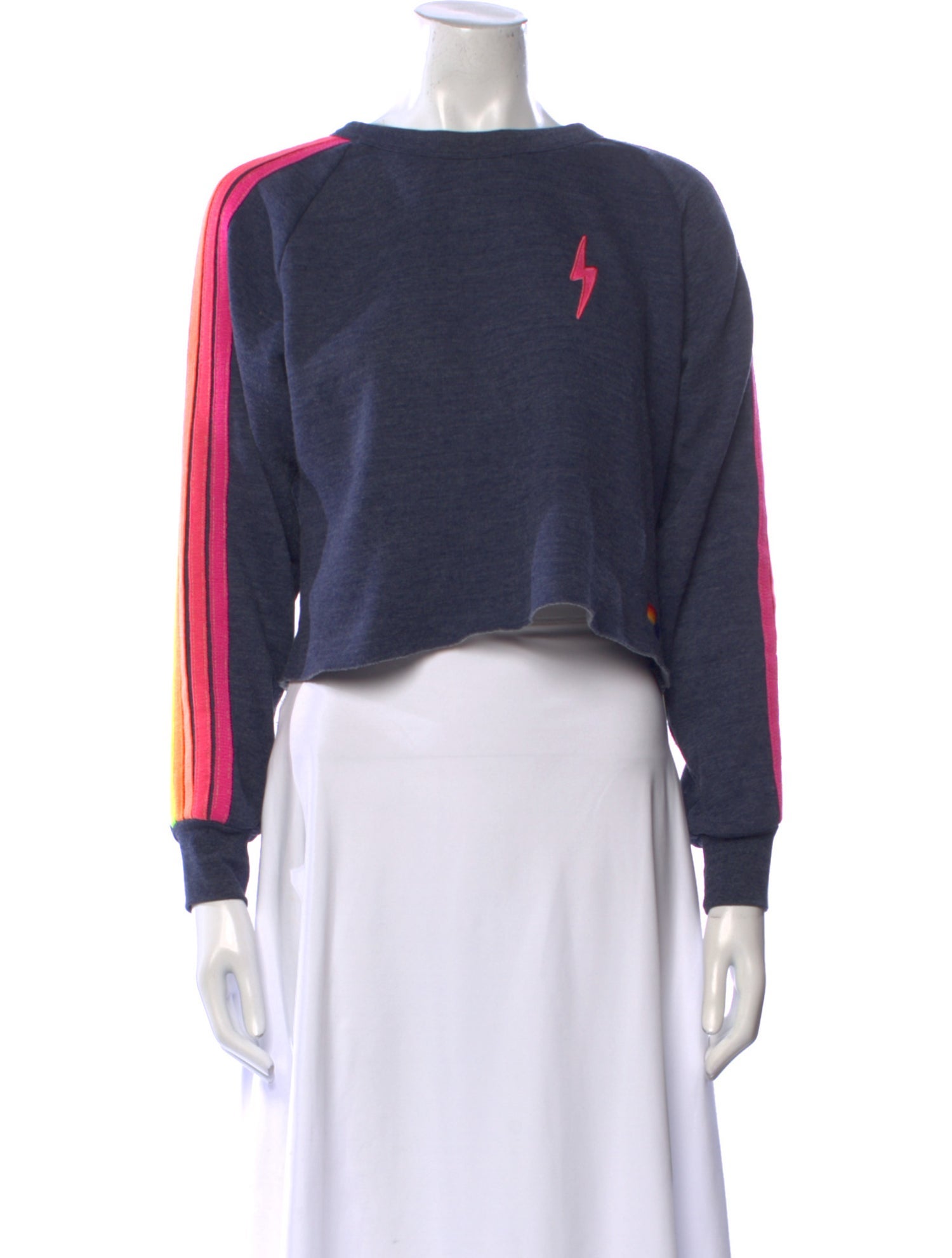 Aviator Nation Bateau Neckline Long Sleeve Crop Top