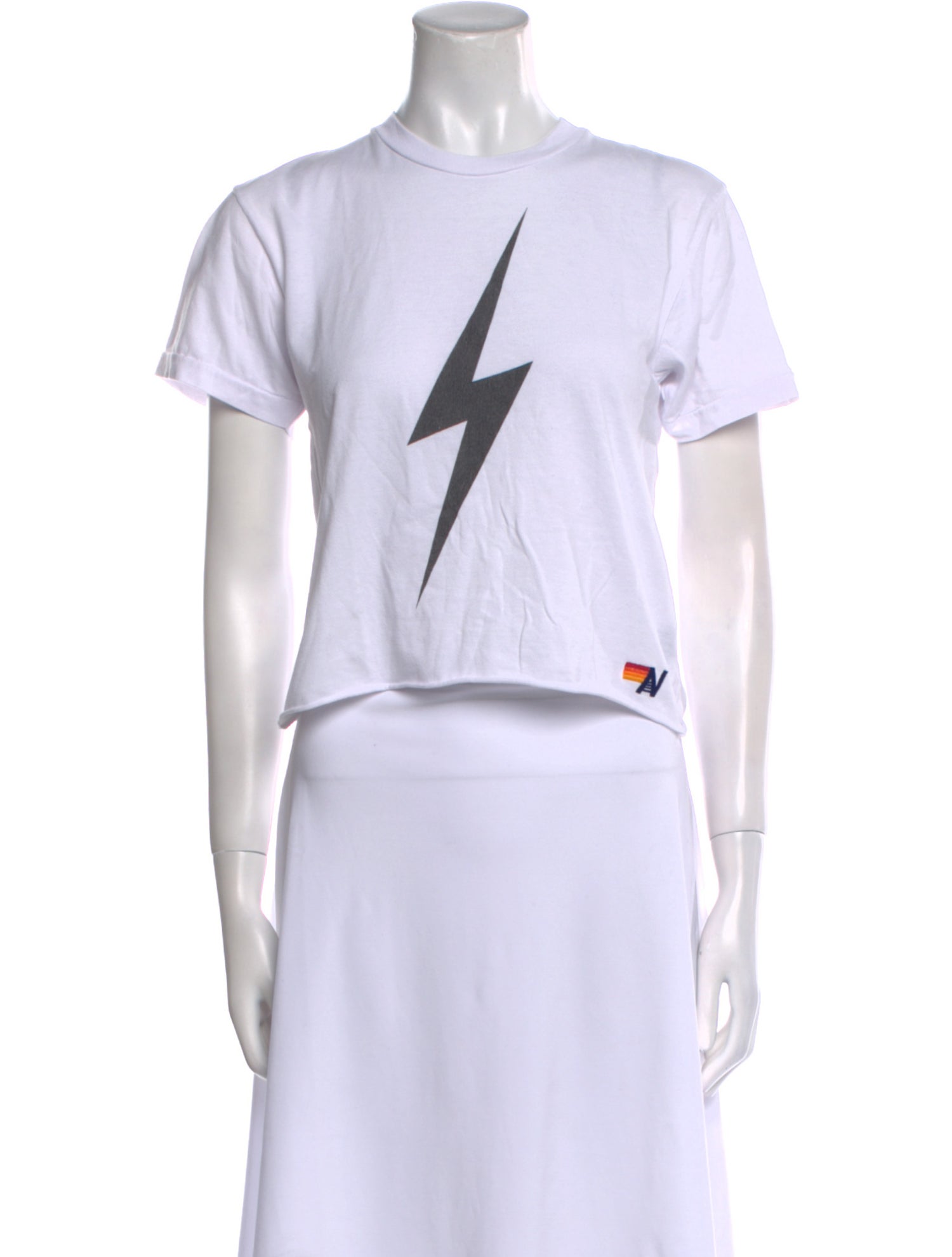 Aviator Nation Graphic Print Crew Neck Crop Top