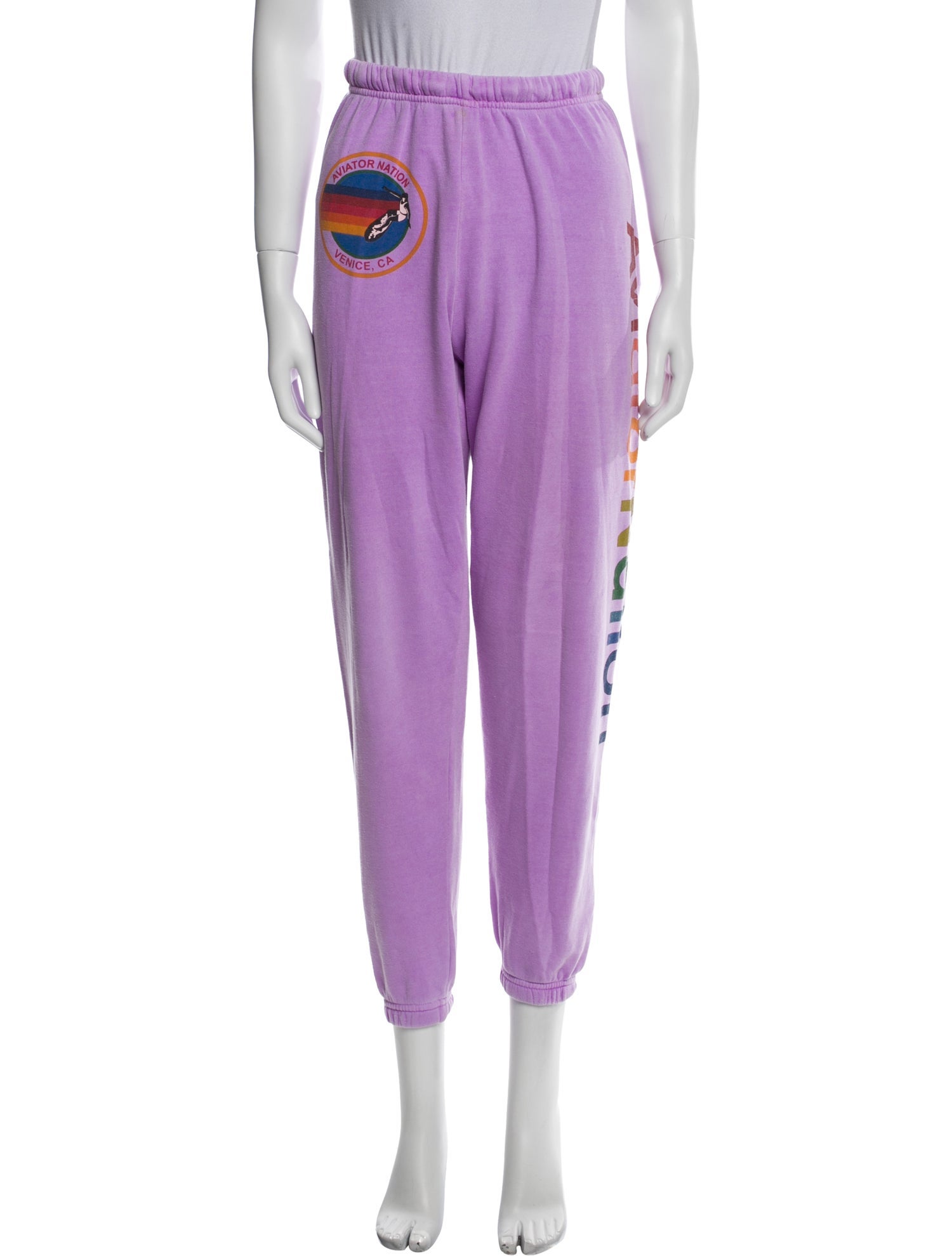 Aviator Nation Graphic Print Embroidered Accent Sweatpants