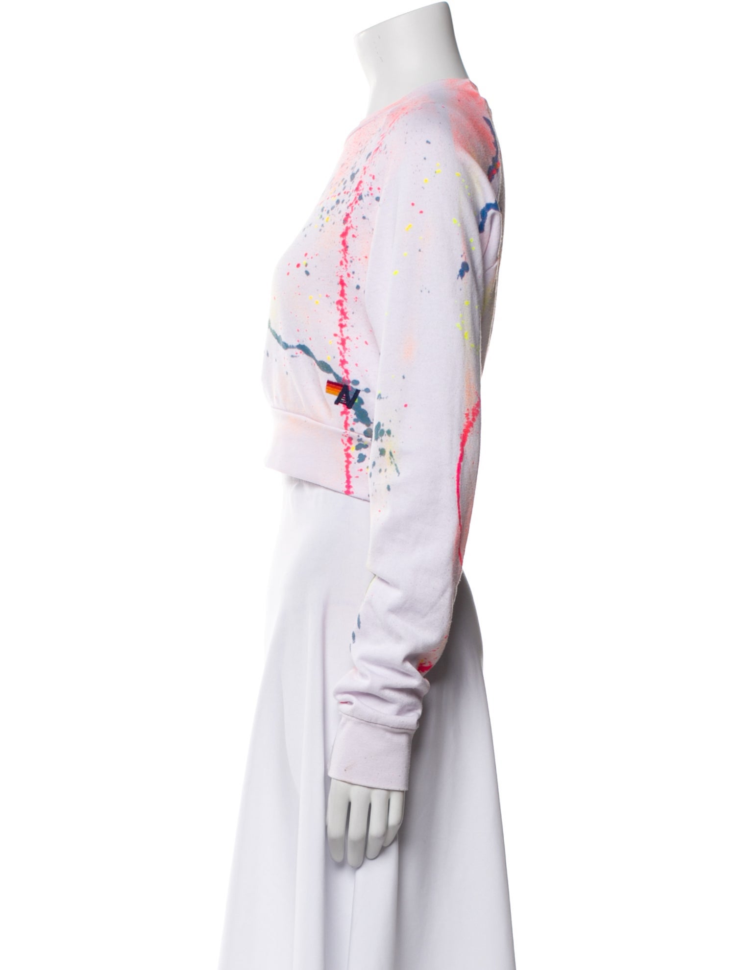 Aviator Nation Printed Bateau Neckline Crop Top