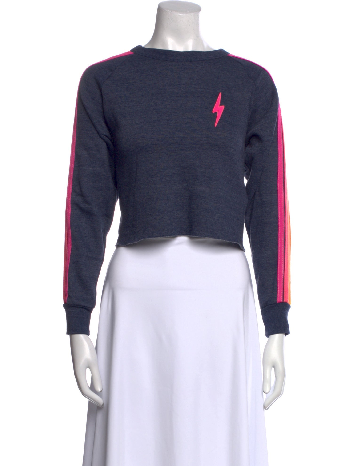 Aviator Nation Bateau Neckline Long Sleeve Crop Top