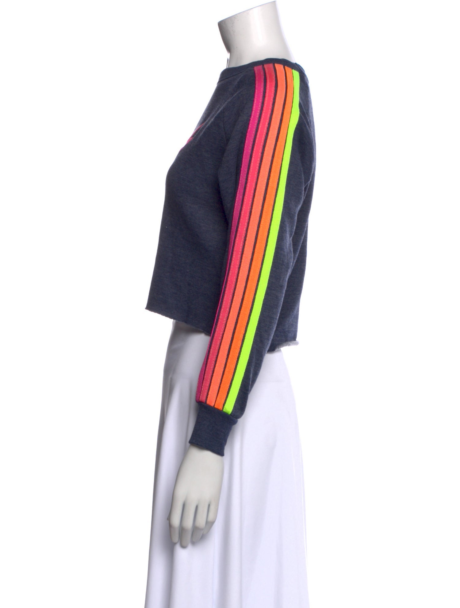 Aviator Nation Bateau Neckline Long Sleeve Crop Top