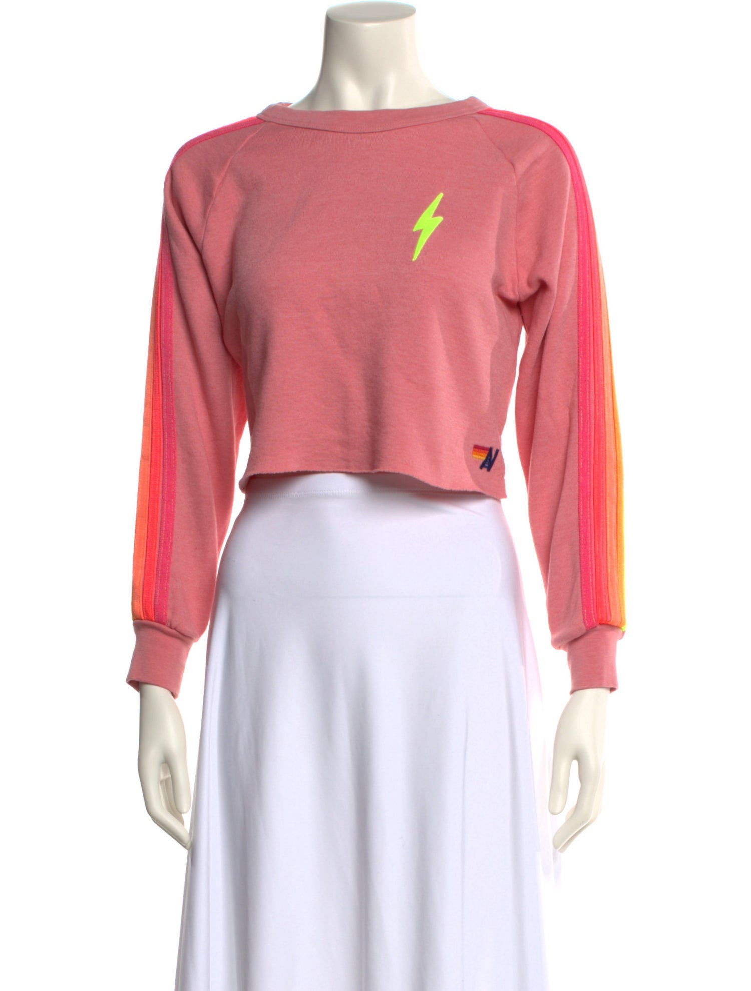 Aviator Nation Graphic Print Bateau Neckline Crop Top