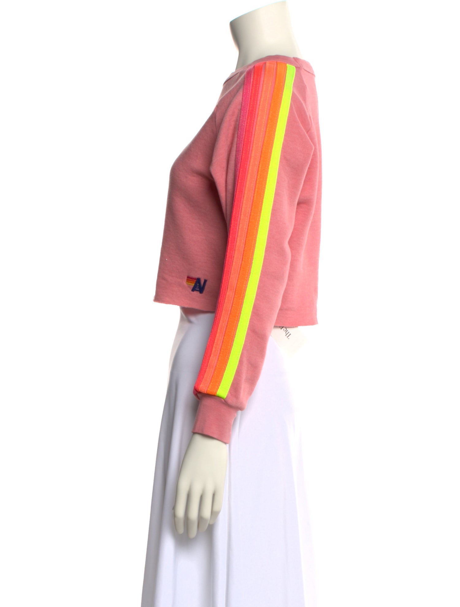 Aviator Nation Graphic Print Bateau Neckline Crop Top