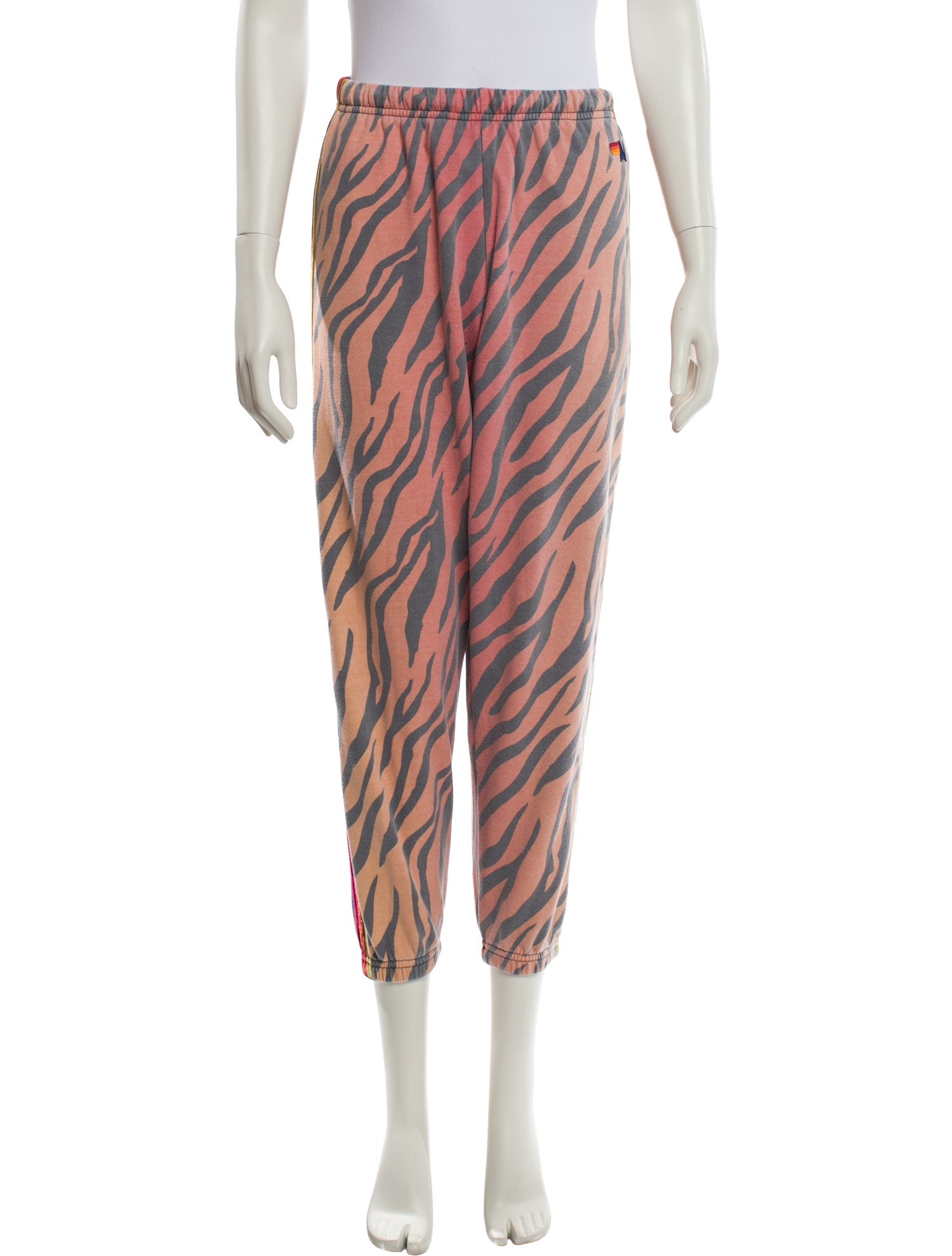 Aviator Nation Animal Print Embroidered Accent Sweatpants