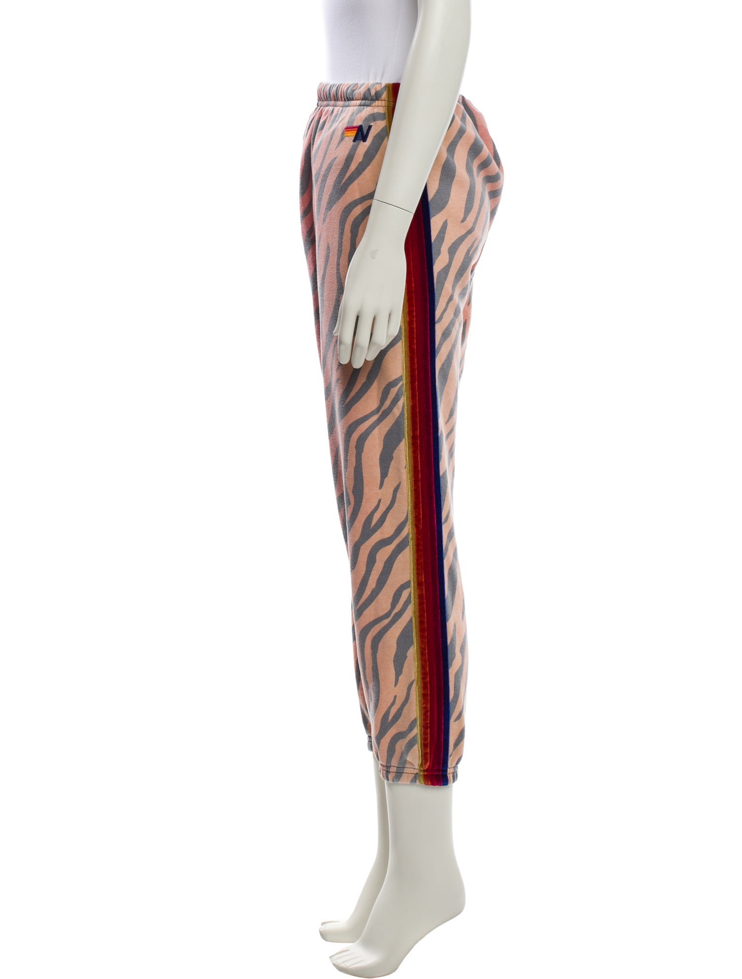 Aviator Nation Animal Print Embroidered Accent Sweatpants