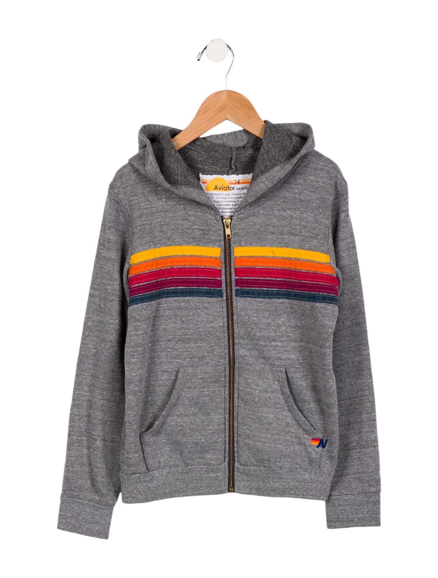 Aviator Nation Girls' 5-Stripe Zip Hoodie