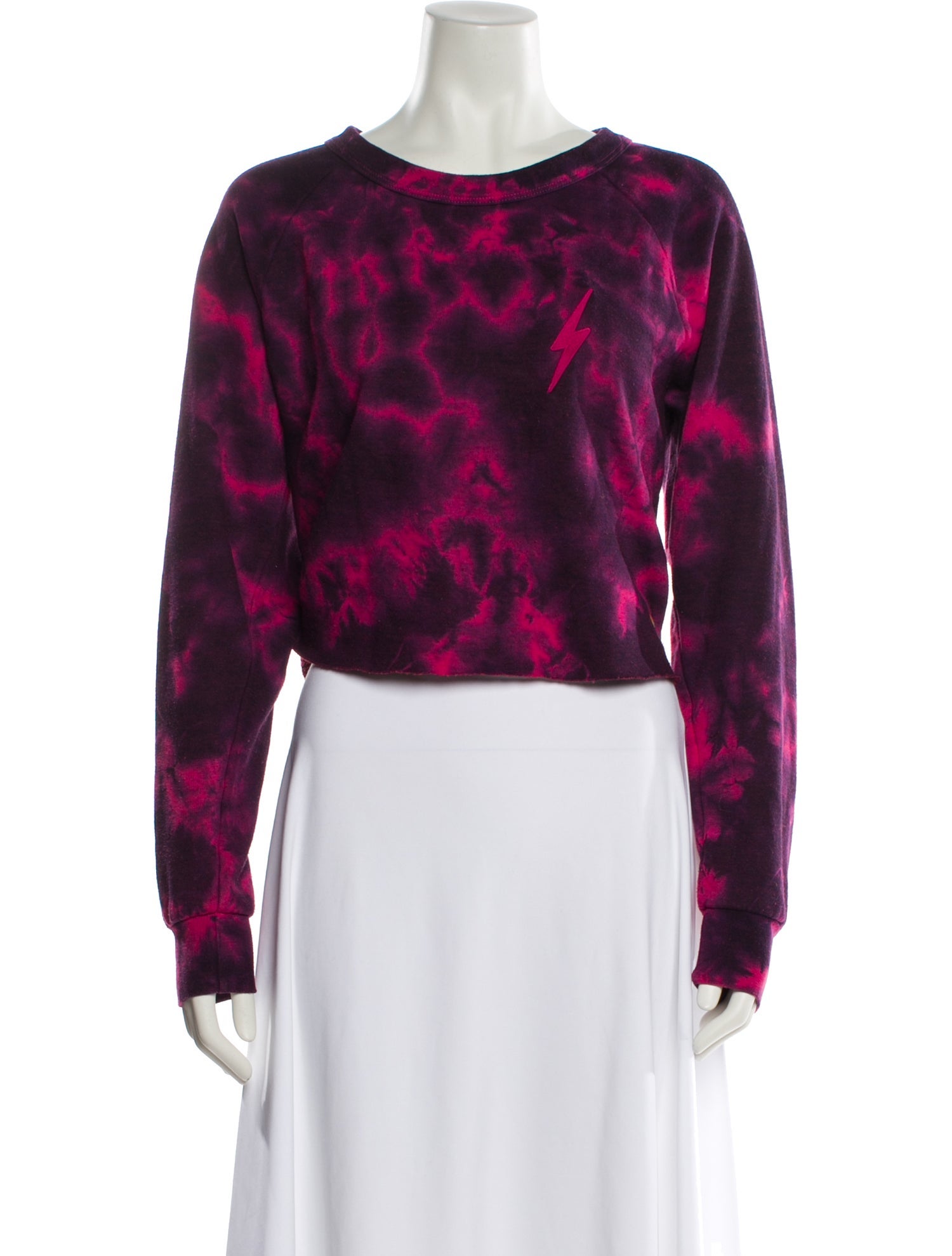 Aviator Nation Tie-Dye Print Bateau Neckline Crop Top