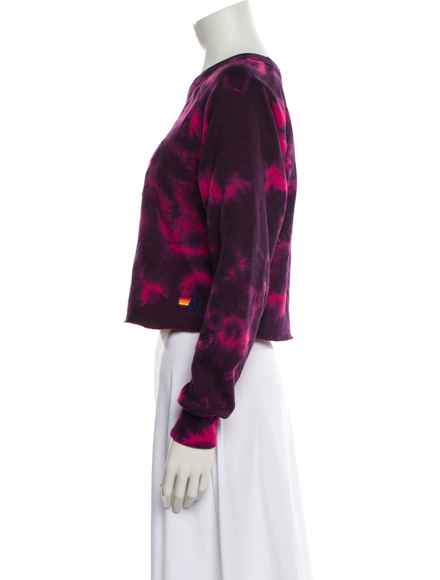 Aviator Nation Tie-Dye Print Bateau Neckline Crop Top