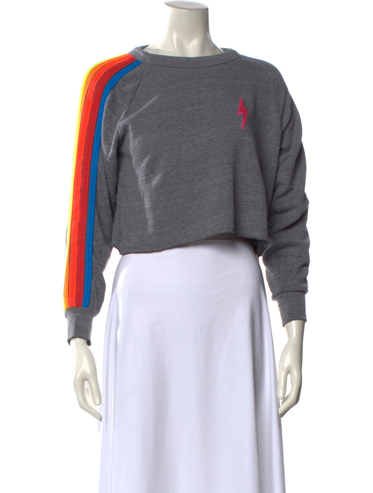 Aviator Nation Crew Neck Long Sleeve Crop Top