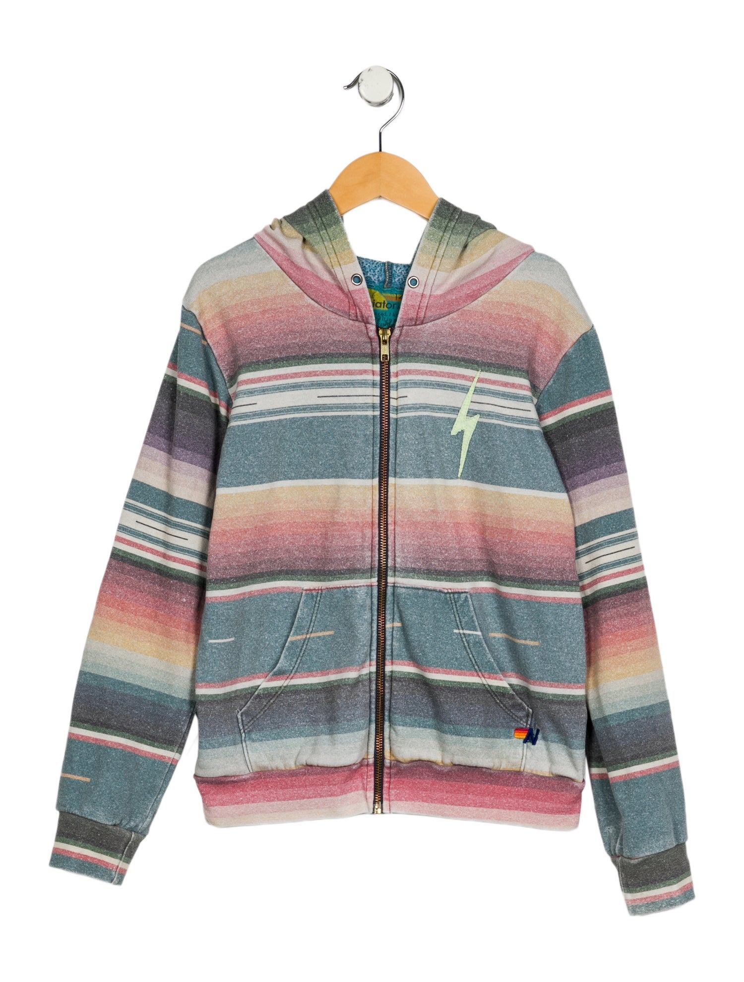 Aviator Nation Girls' Striped Zip-Up Hoodie