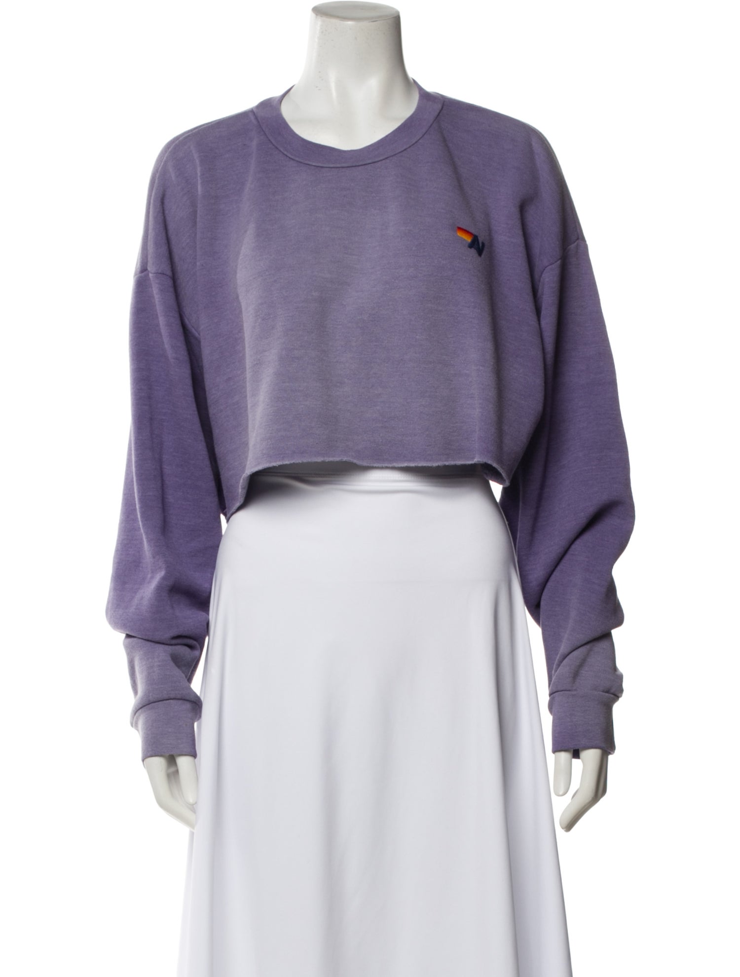 Aviator Nation Crew Neck Long Sleeve Crop Top