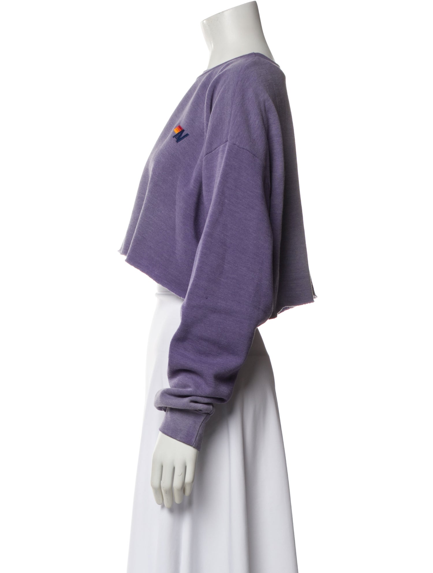 Aviator Nation Crew Neck Long Sleeve Crop Top