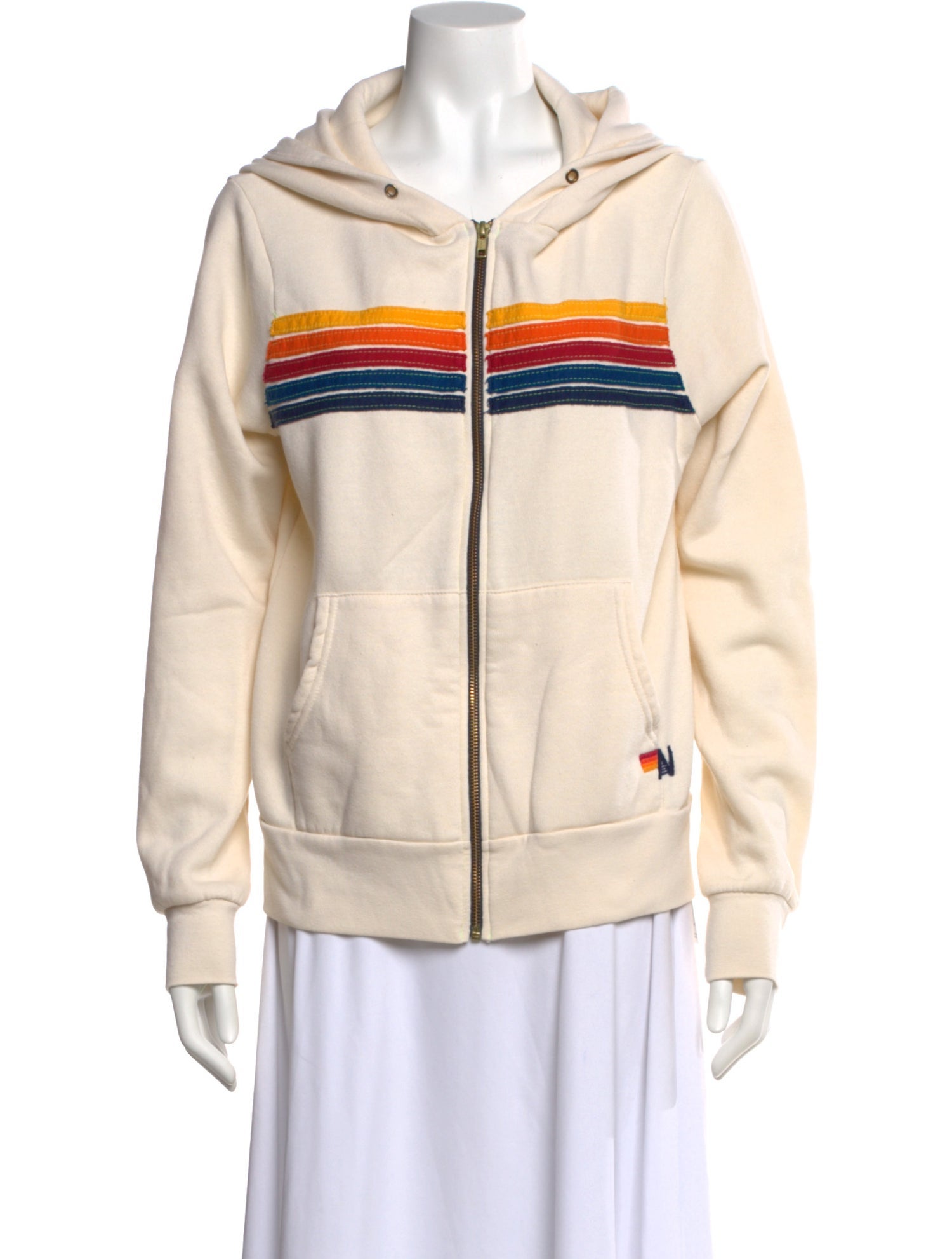 Aviator Nation Striped Crew Neck Hoodie