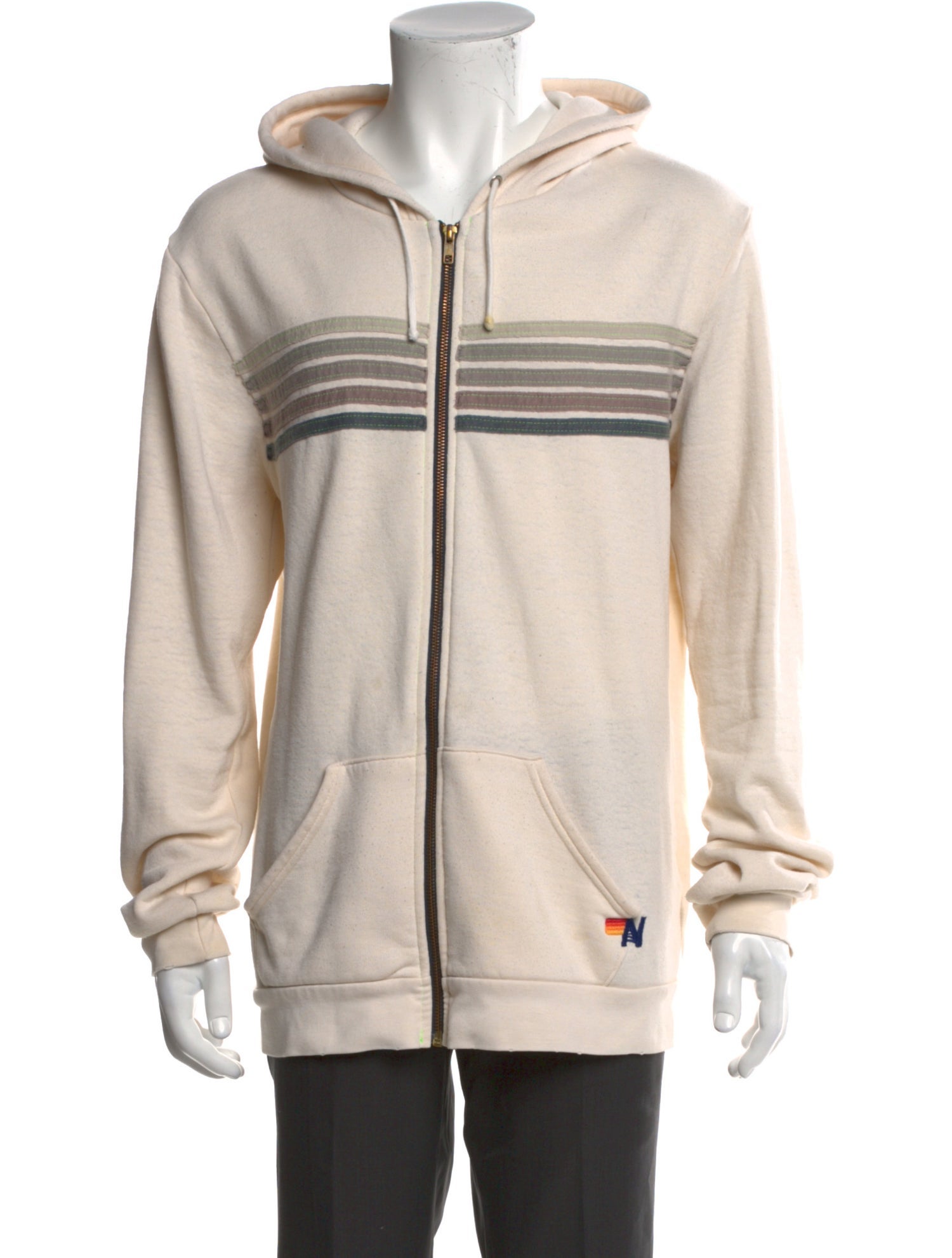 Aviator Nation Striped Crew Neck Hoodie