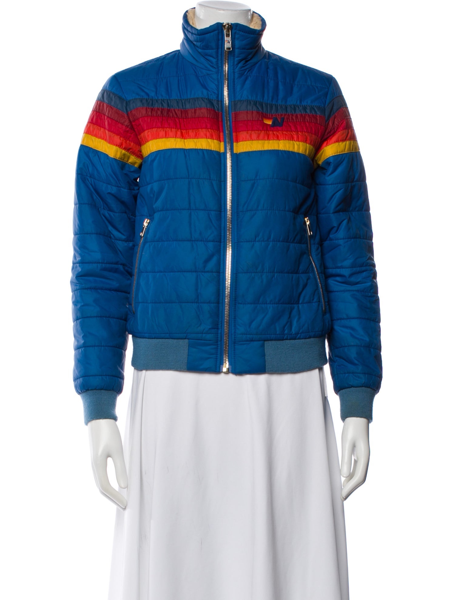 Aviator Nation Nylon Striped Bomber Jacket