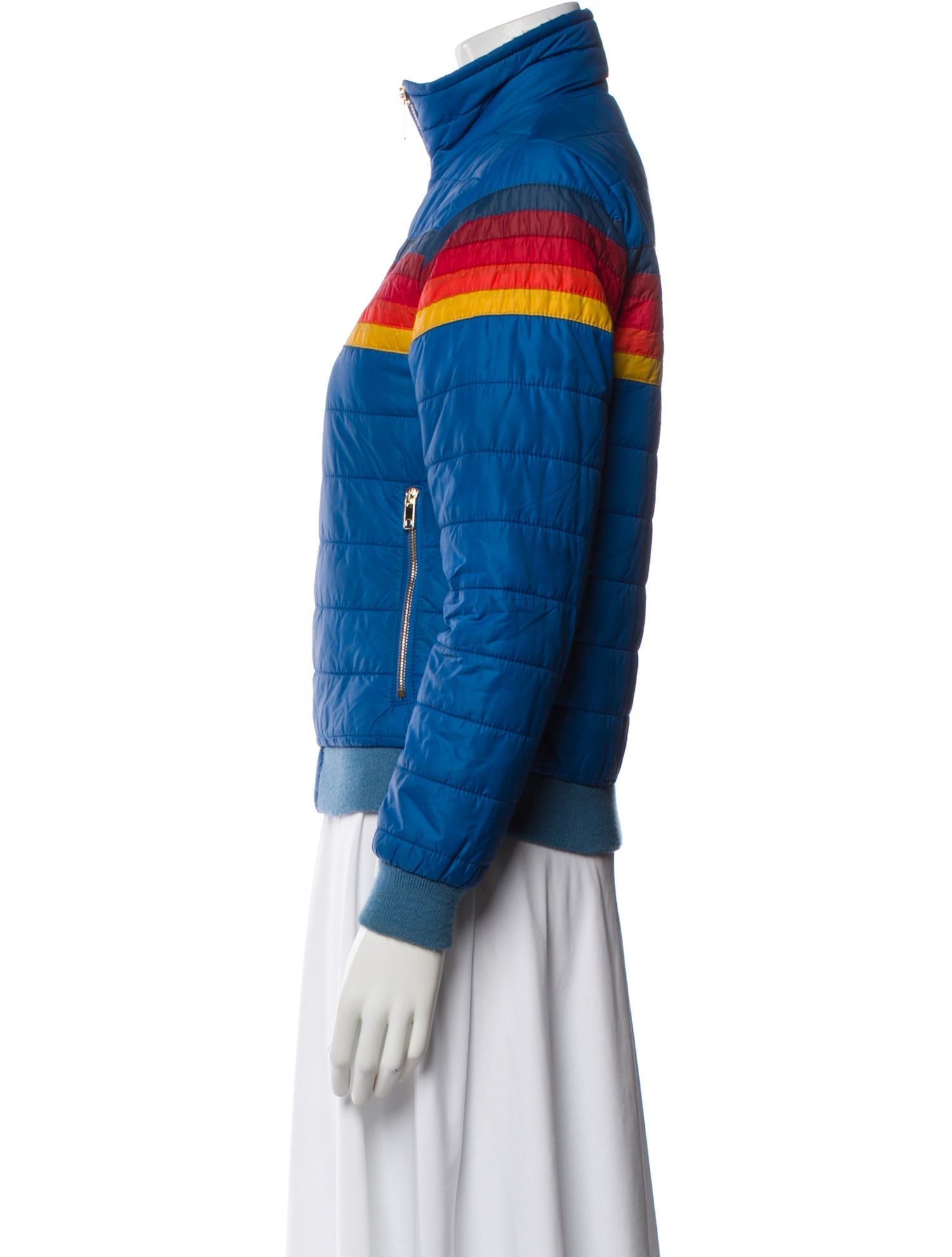 Aviator Nation Nylon Striped Bomber Jacket