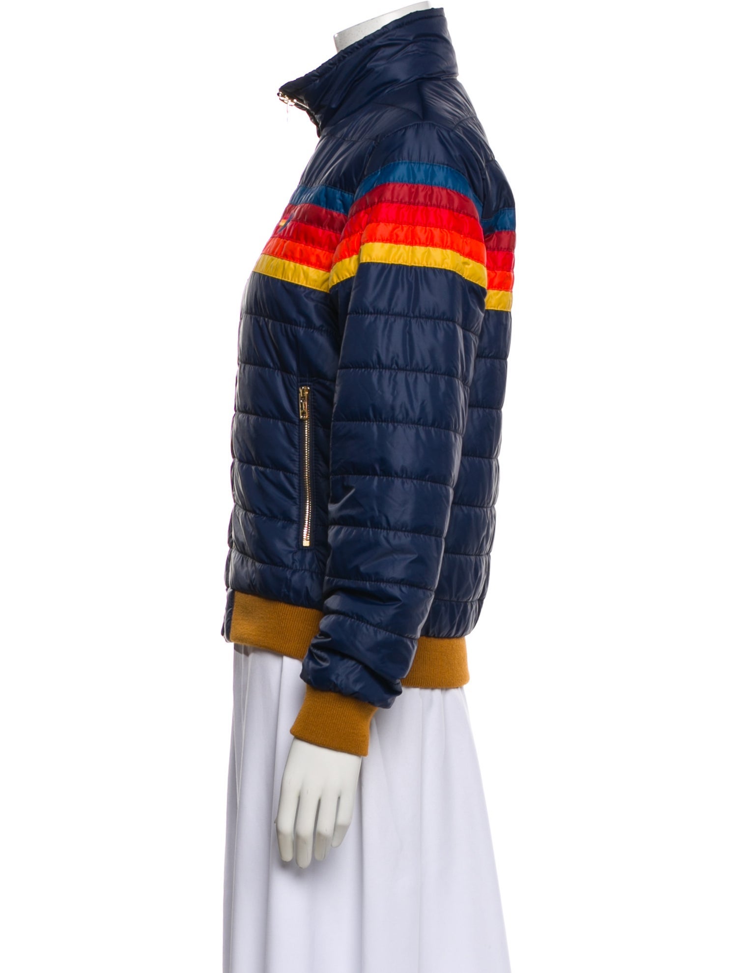 Aviator Nation Nylon Striped Bomber Jacket