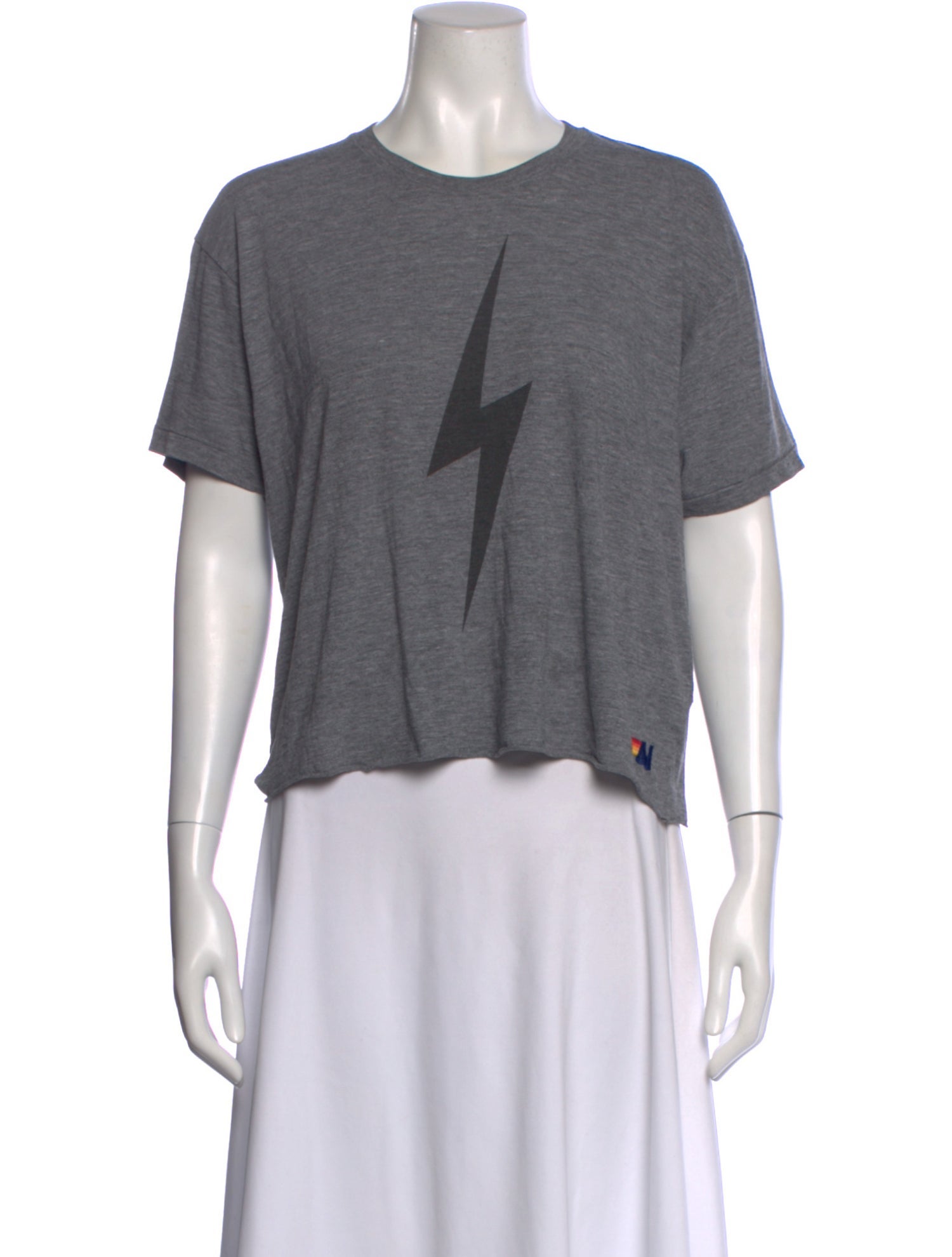 Aviator Nation Graphic Print Crew Neck Crop Top