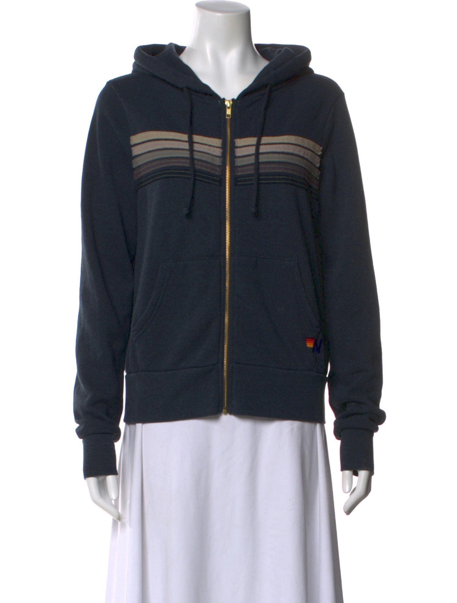 Aviator Nation Striped Long Sleeve Hoodie