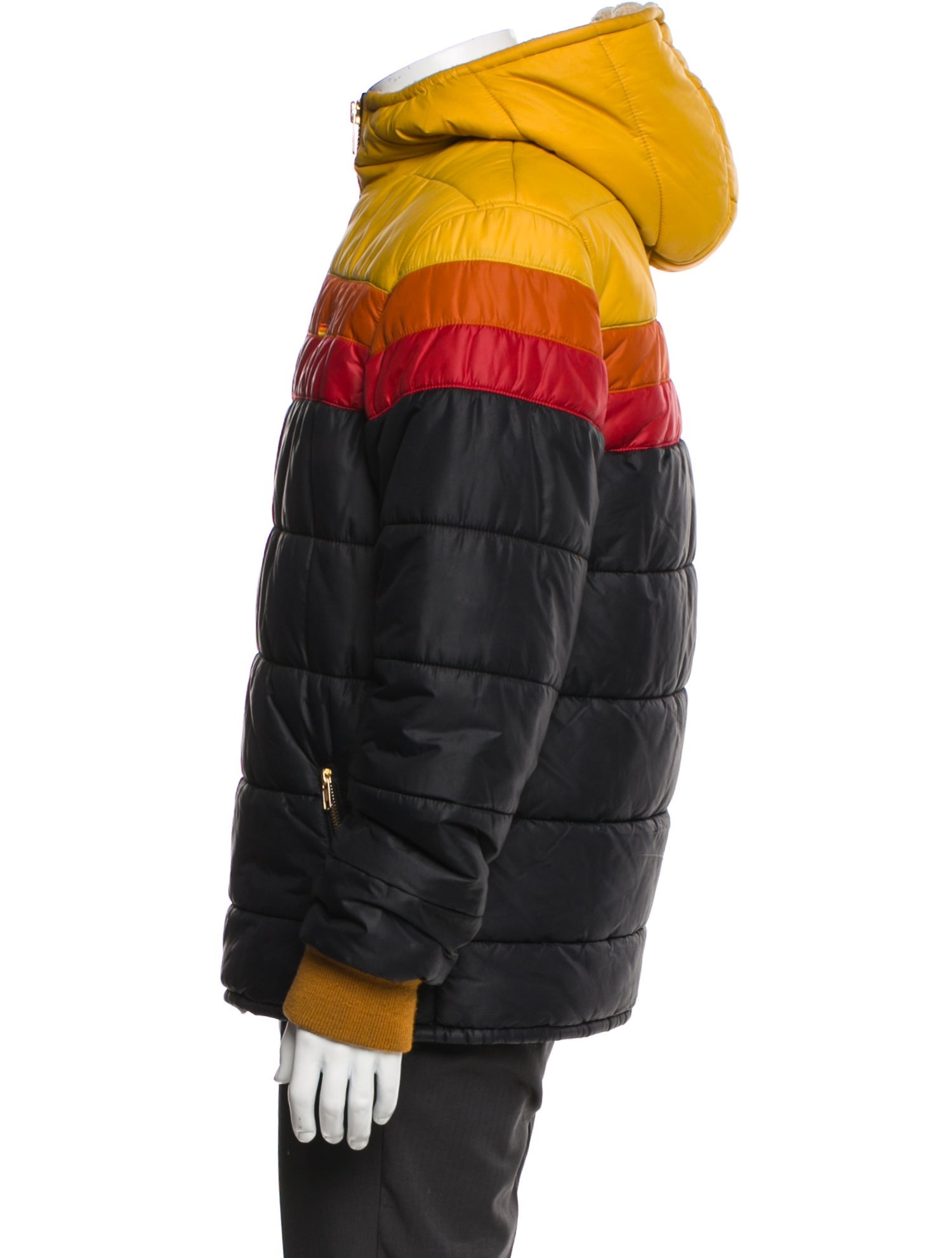 Aviator Nation Colorblock Pattern Puffer Coat