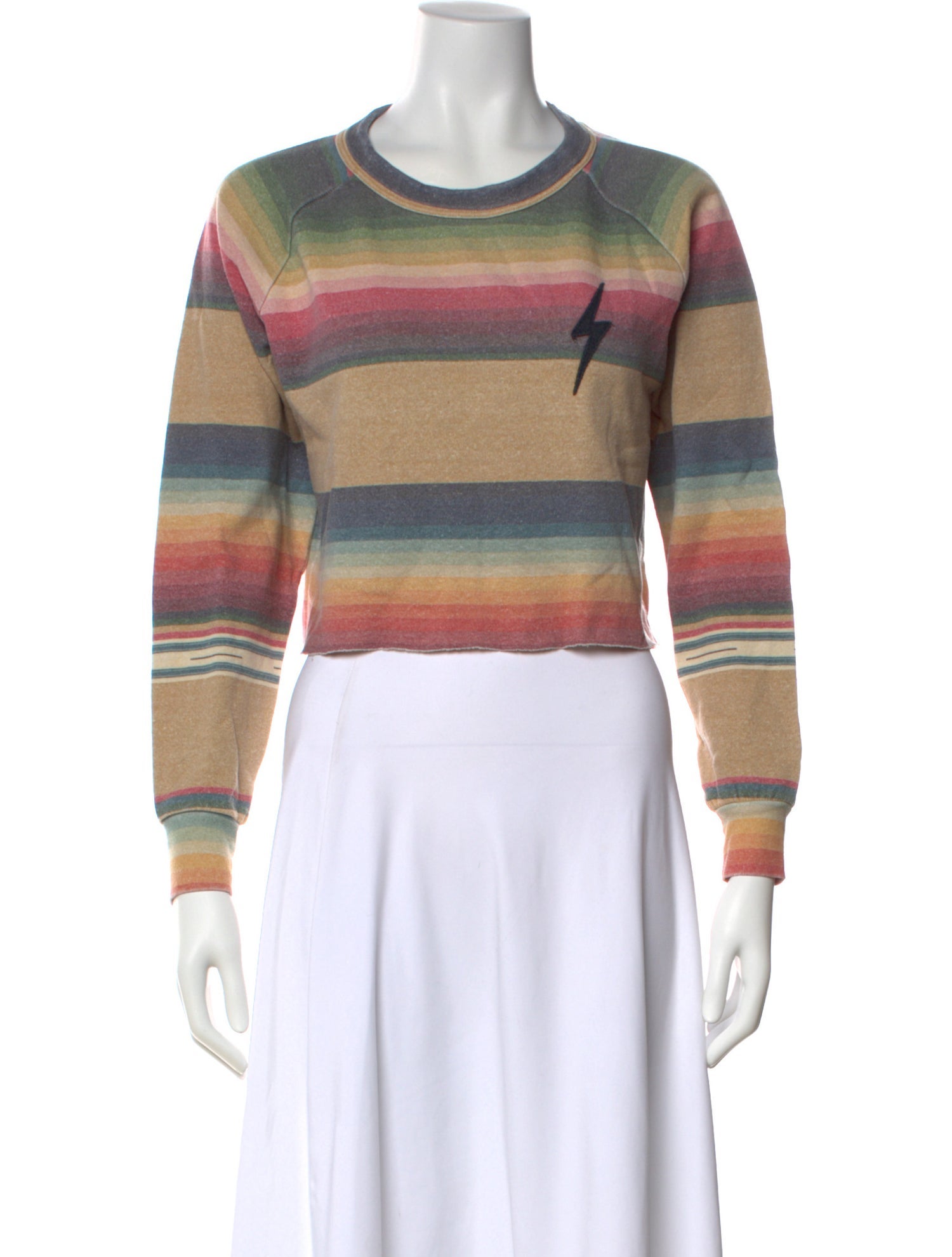 Aviator Nation Striped Crew Neck Sweatshirt