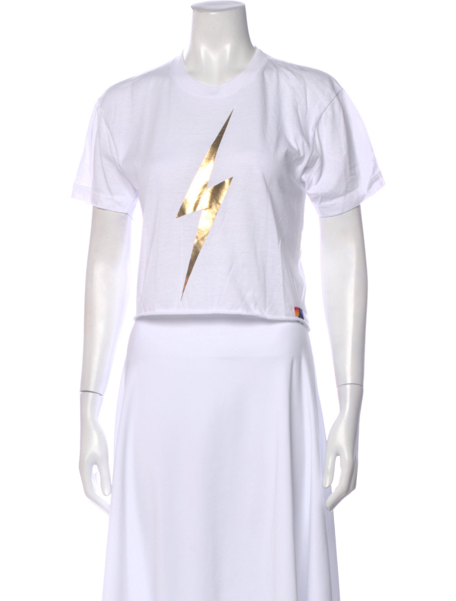 Aviator Nation Graphic Print Crew Neck Crop Top