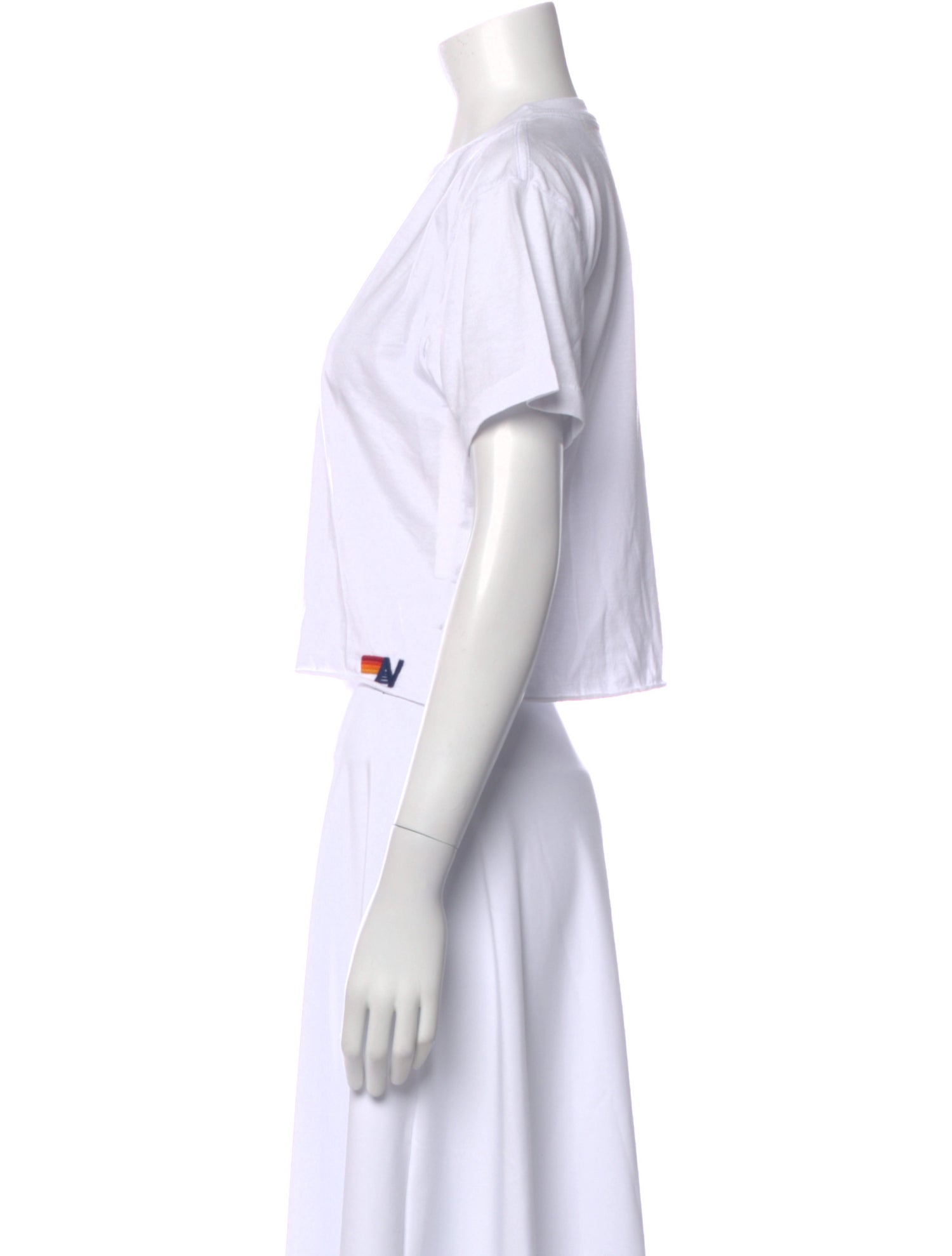 Aviator Nation Graphic Print Crew Neck Crop Top